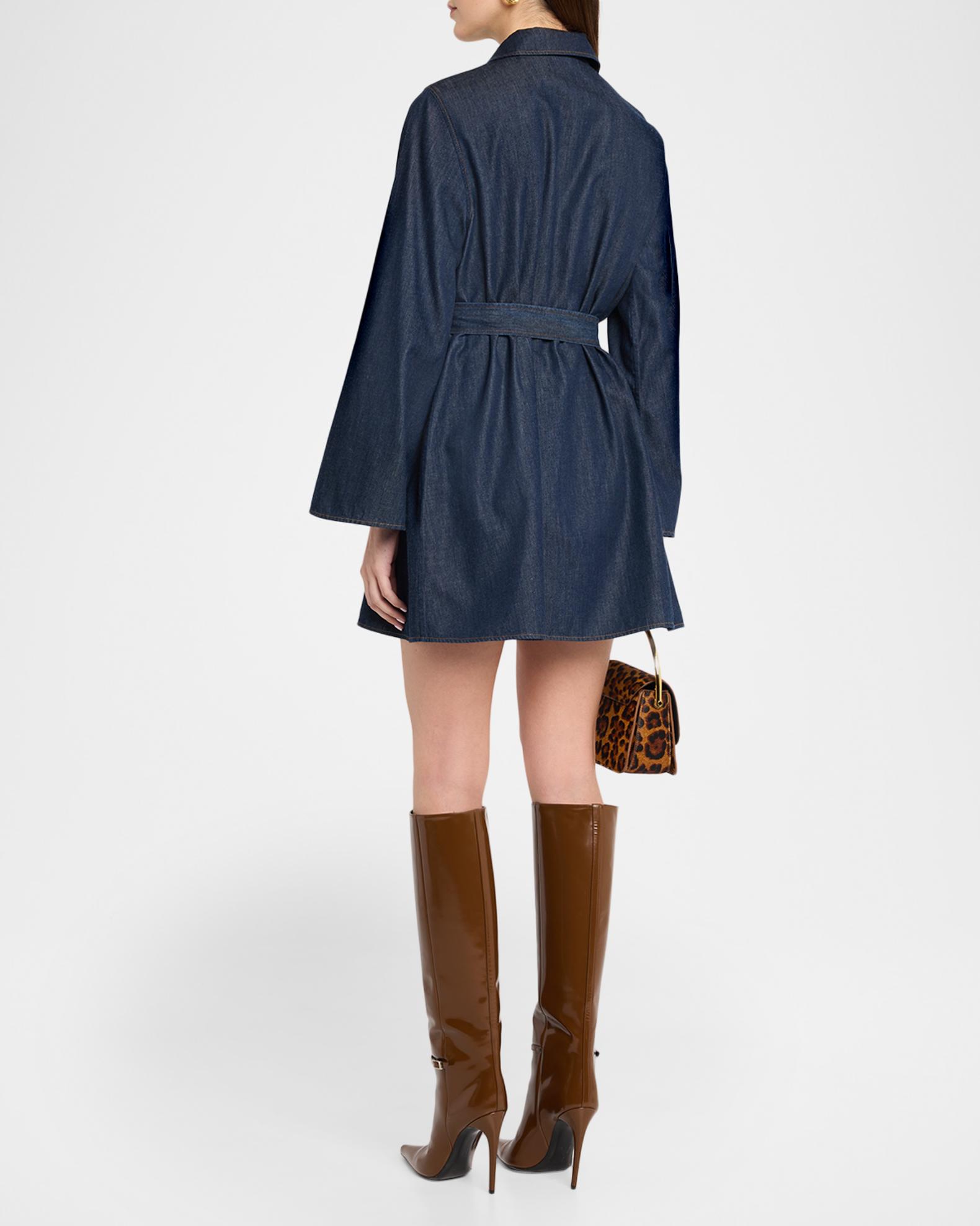 FRAME The Denim Tuxedo Belted Mini Dress