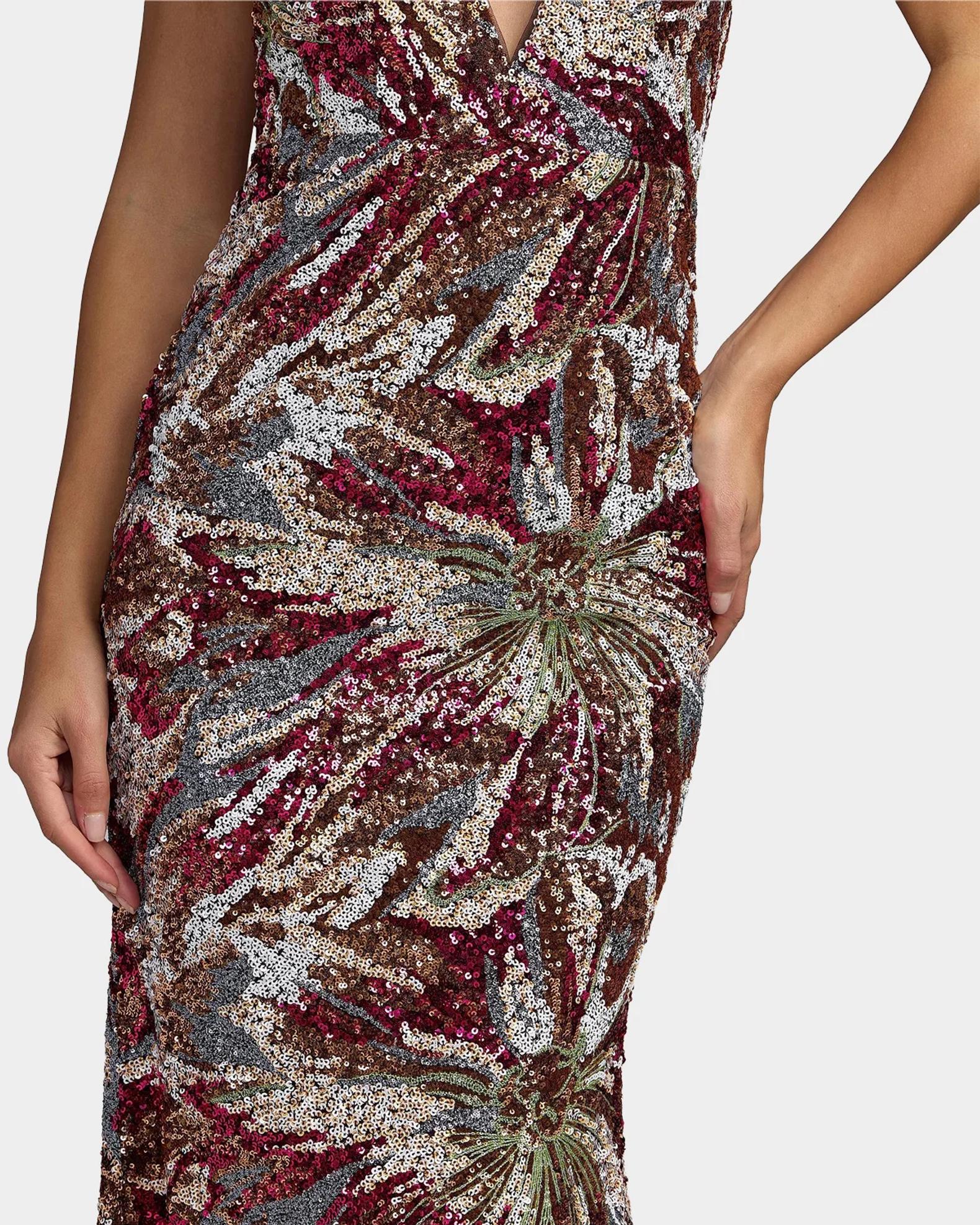Mac Duggal Floral Sequin Open Back Gown | Neiman Marcus