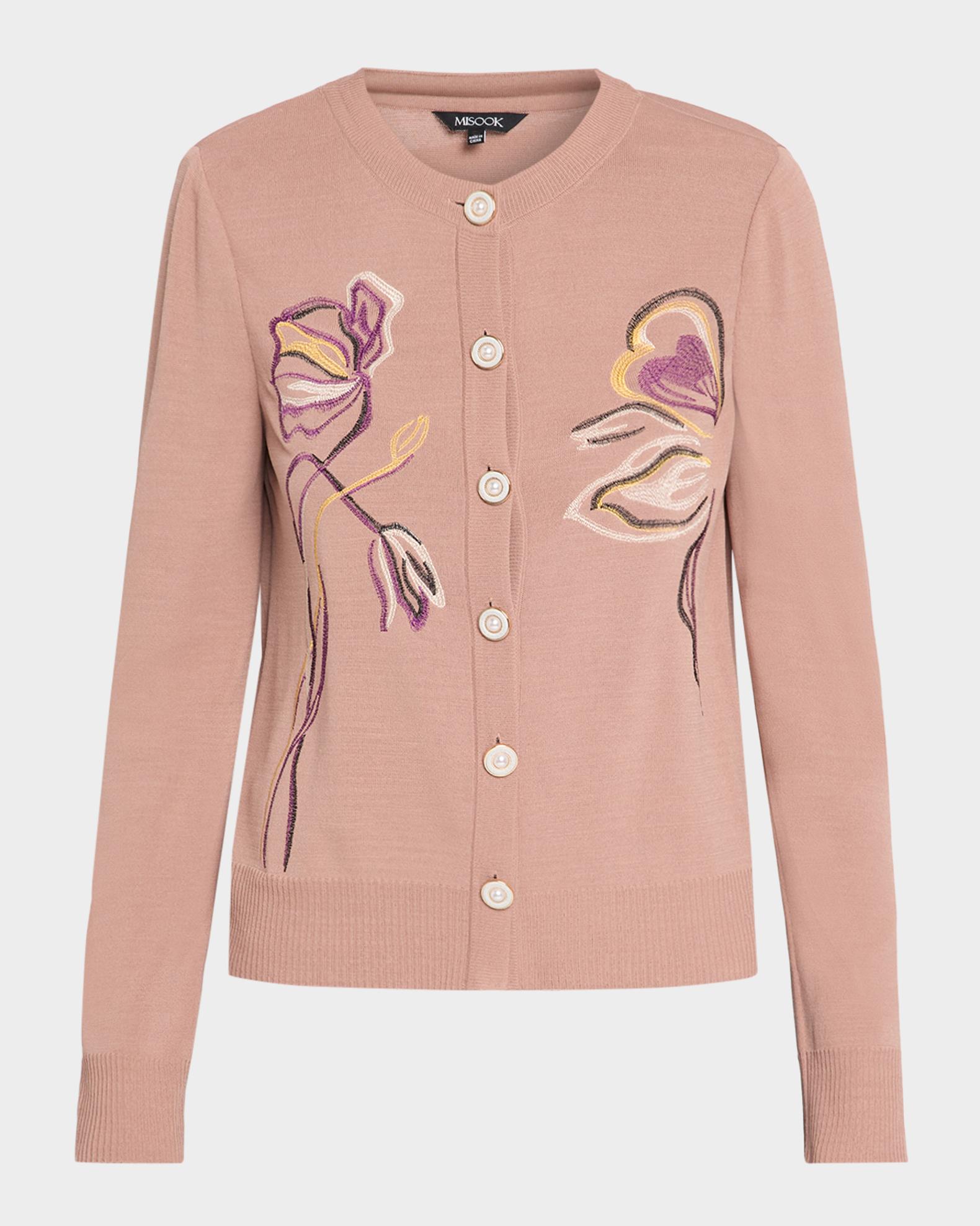 Misook Floral Embroidered Knit Cardigan | Neiman Marcus