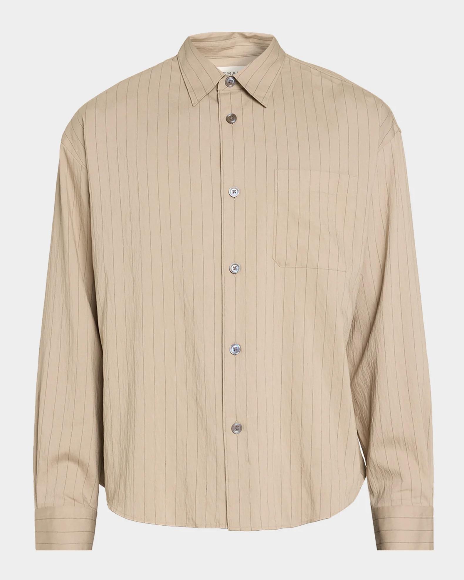 FRAME Men's Hairline Stripe Button-Front Shirt | Neiman Marcus