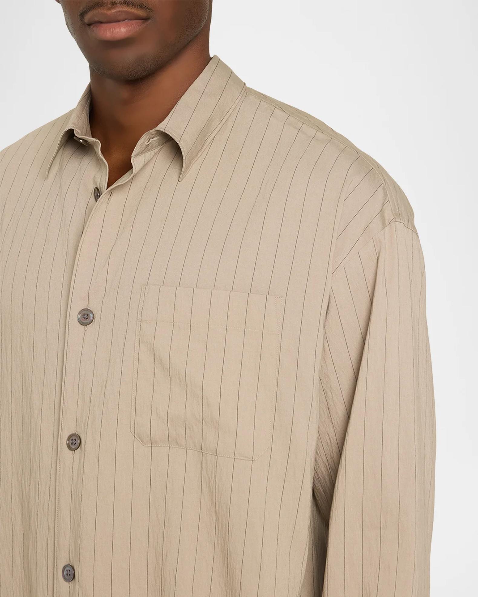 FRAME Men's Hairline Stripe Button-Front Shirt | Neiman Marcus