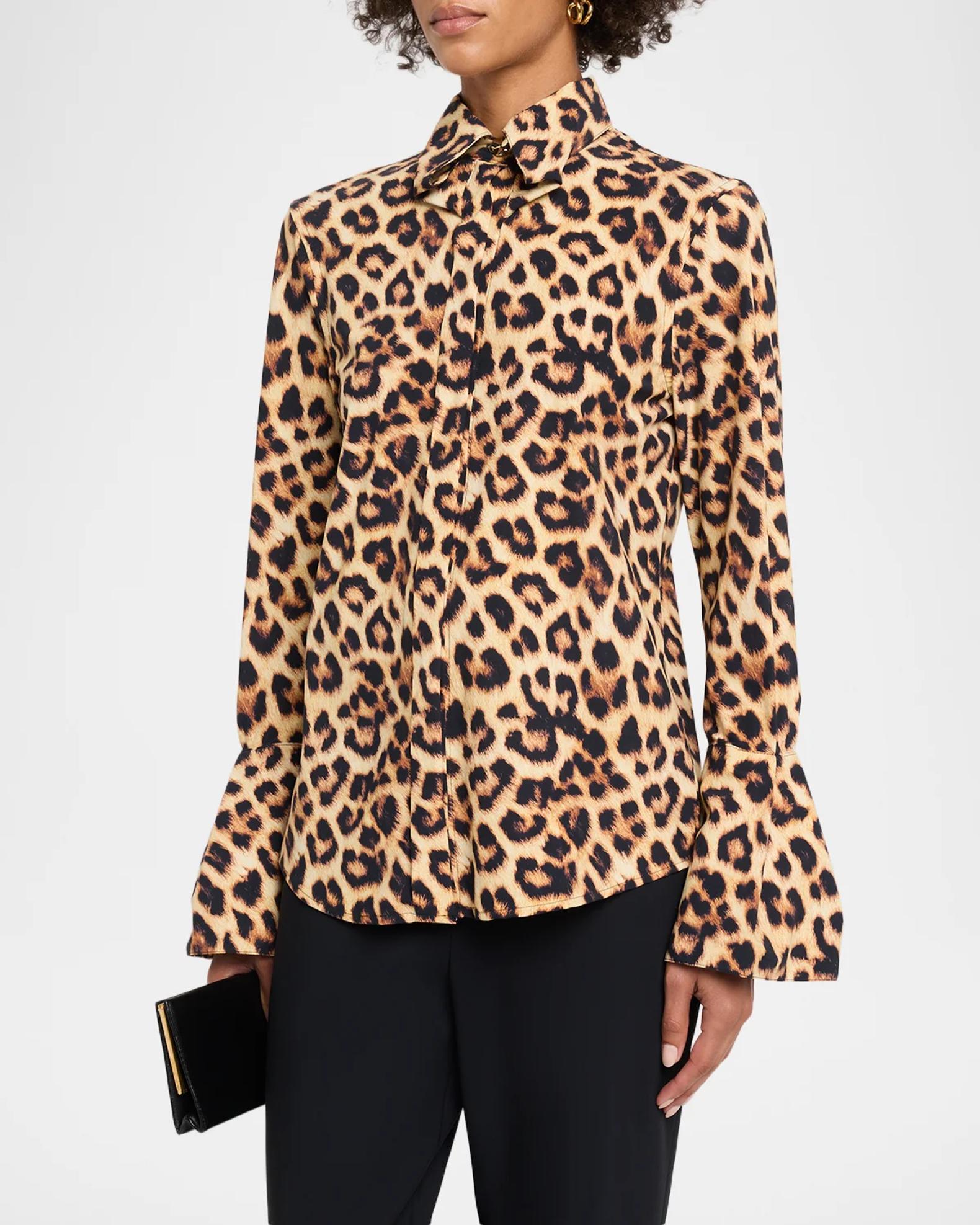 Chiara Boni La Petite Robe Ayika Leopard-Print Blouse | Neiman Marcus