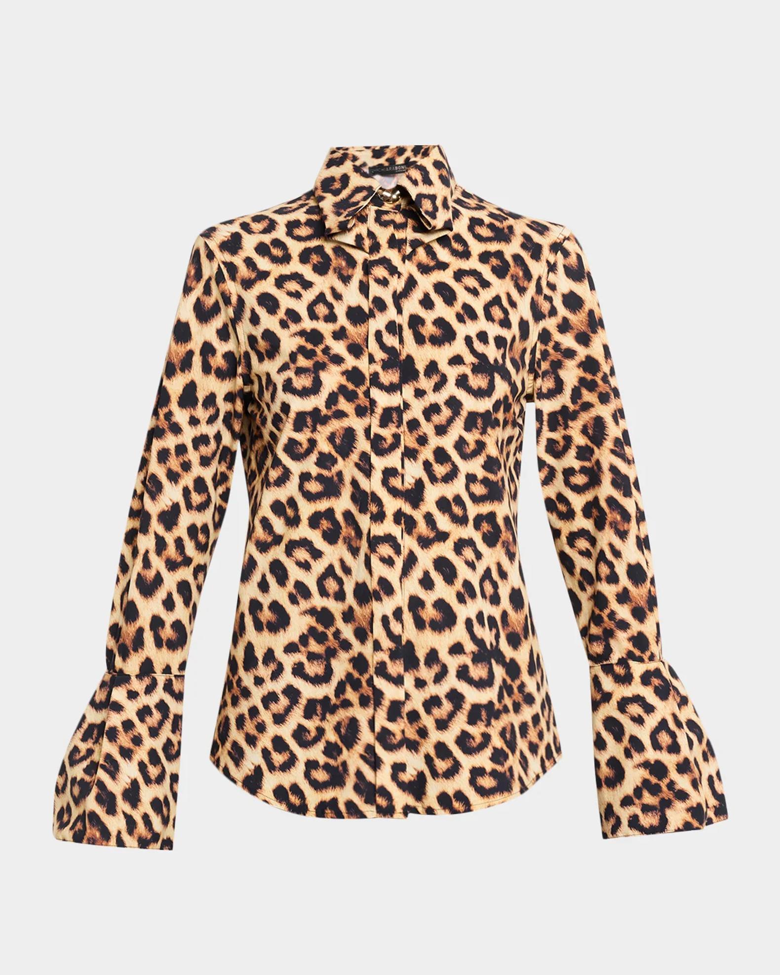 Chiara Boni La Petite Robe Ayika Leopard-Print Blouse | Neiman Marcus