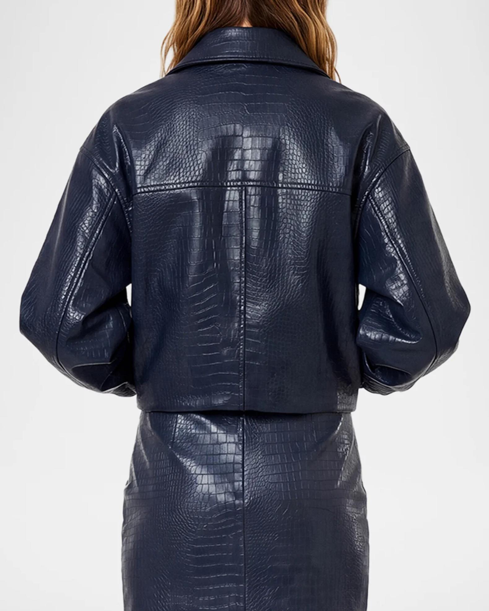 NICHOLAS Paris Croc-Embossed Faux-Leather Jacket | Neiman Marcus