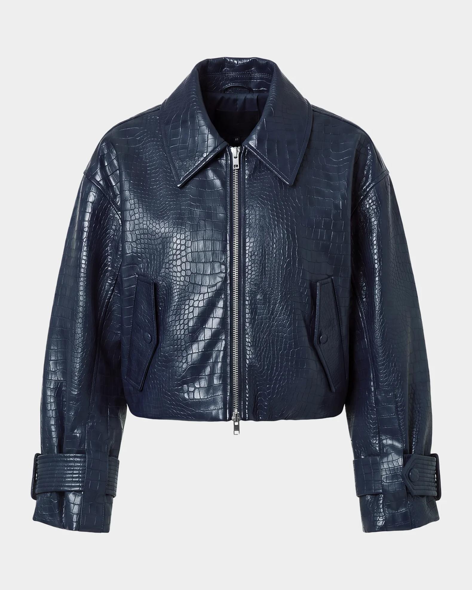 NICHOLAS Paris Croc-Embossed Faux-Leather Jacket | Neiman Marcus