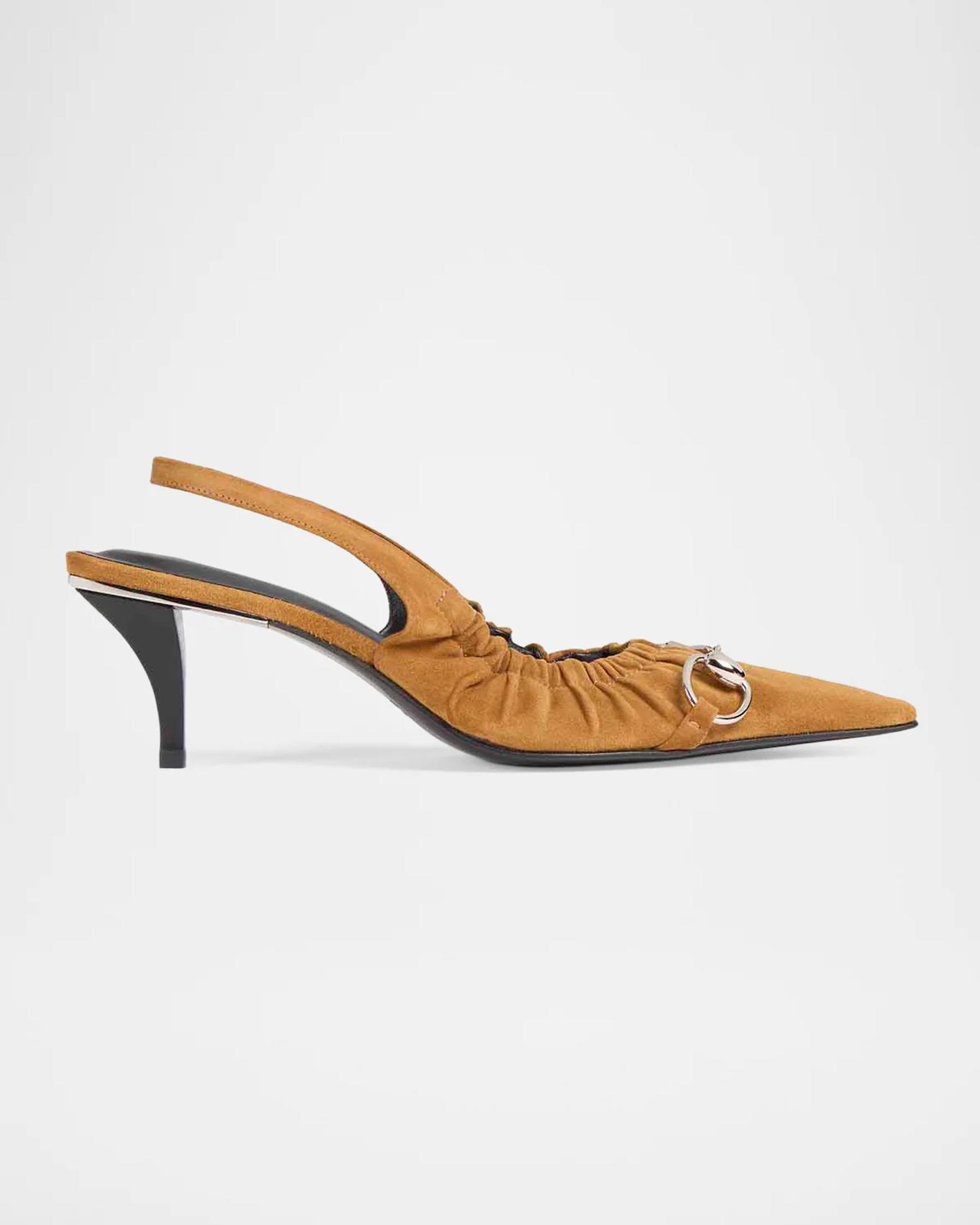 Gucci Vittoria 55MM Suede Slingback Kitten Heel Pumps | Neiman Marcus