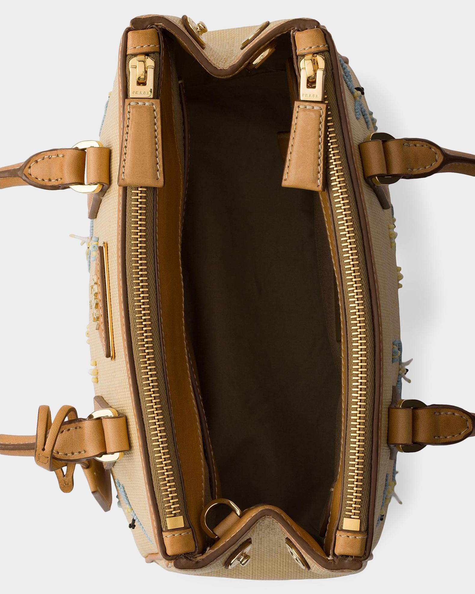 Prada Galleria Small Bead-Embroidered Canvas Top-Handle Bag