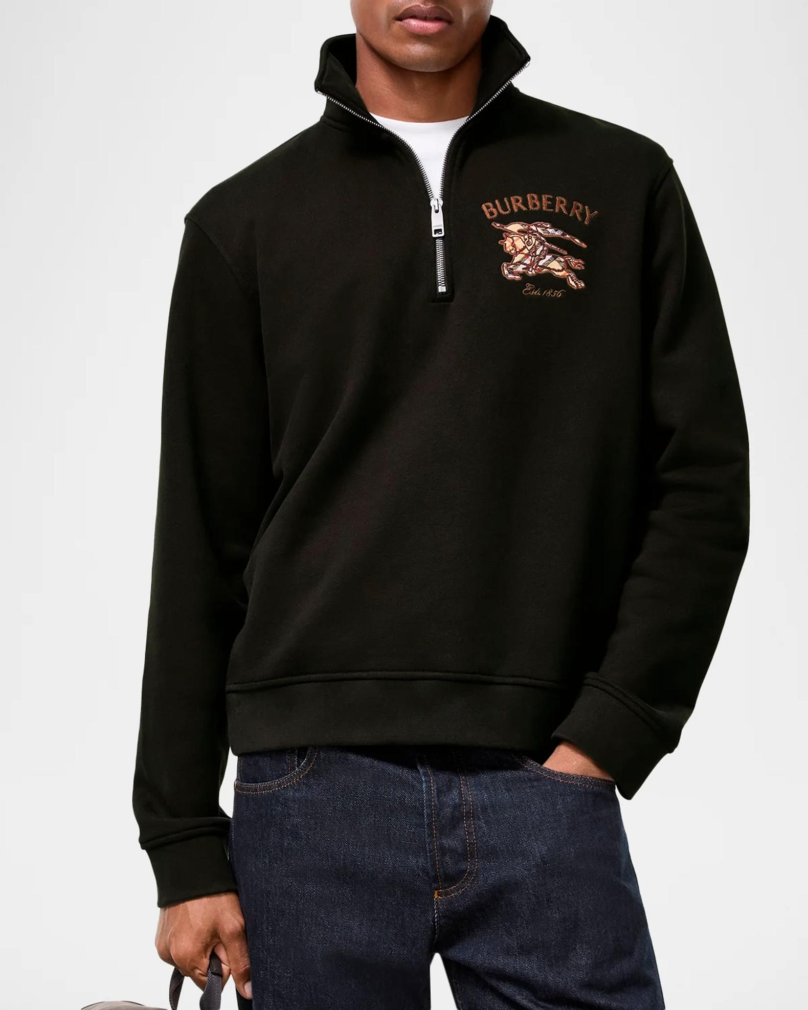 Burberry Jacob EKD Cotton Half-Zip Sweatshirt | Neiman Marcus