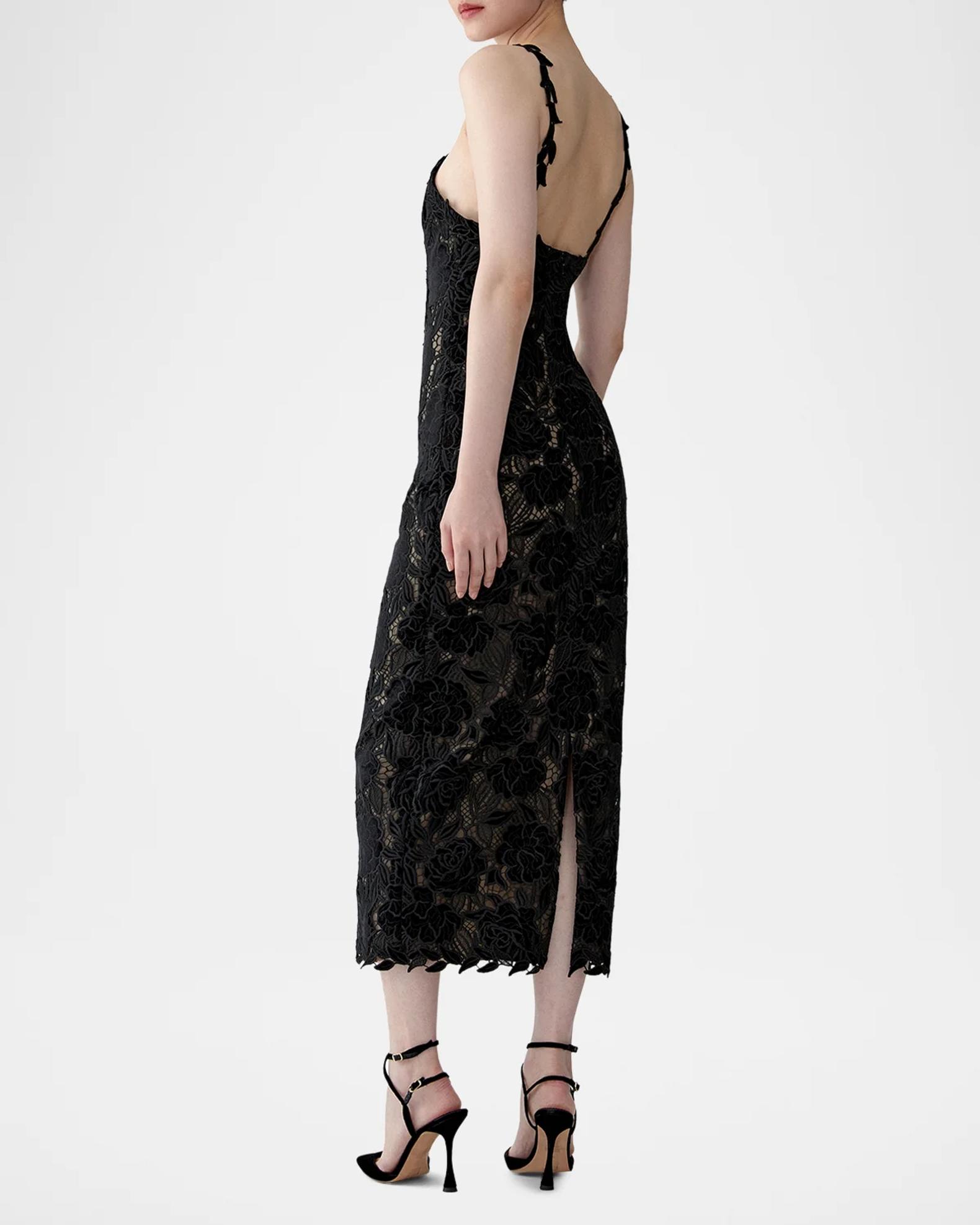 Carolina Herrera Floral Lace Halter Pencil Dress