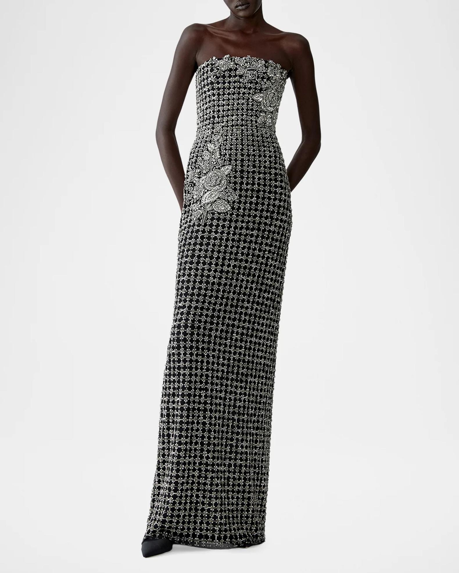 Carolina Herrera Crystal-Embellished Strapless Column Gown | Neiman Marcus
