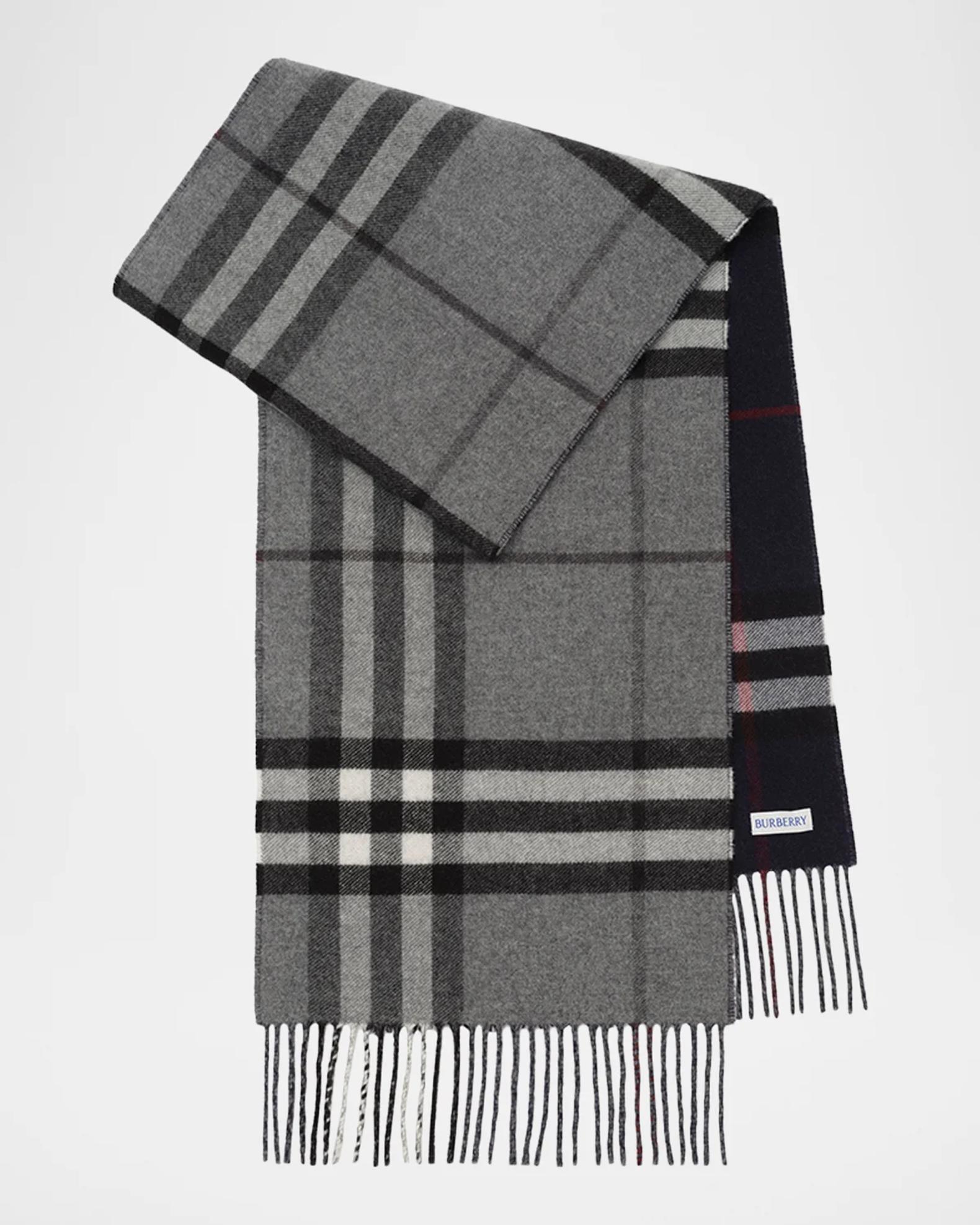 Burberry Men's Reversible Check Cashmere Scarf | Neiman Marcus