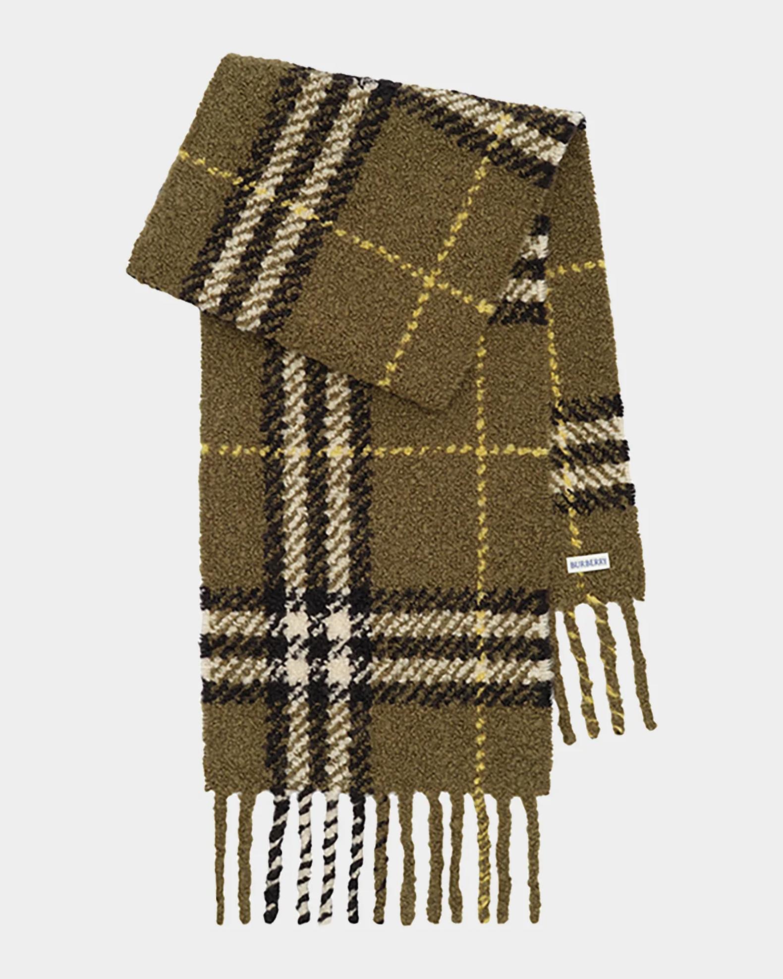 Burberry Men's Check Alpaca Wool-Blend Boucle Scarf | Neiman Marcus
