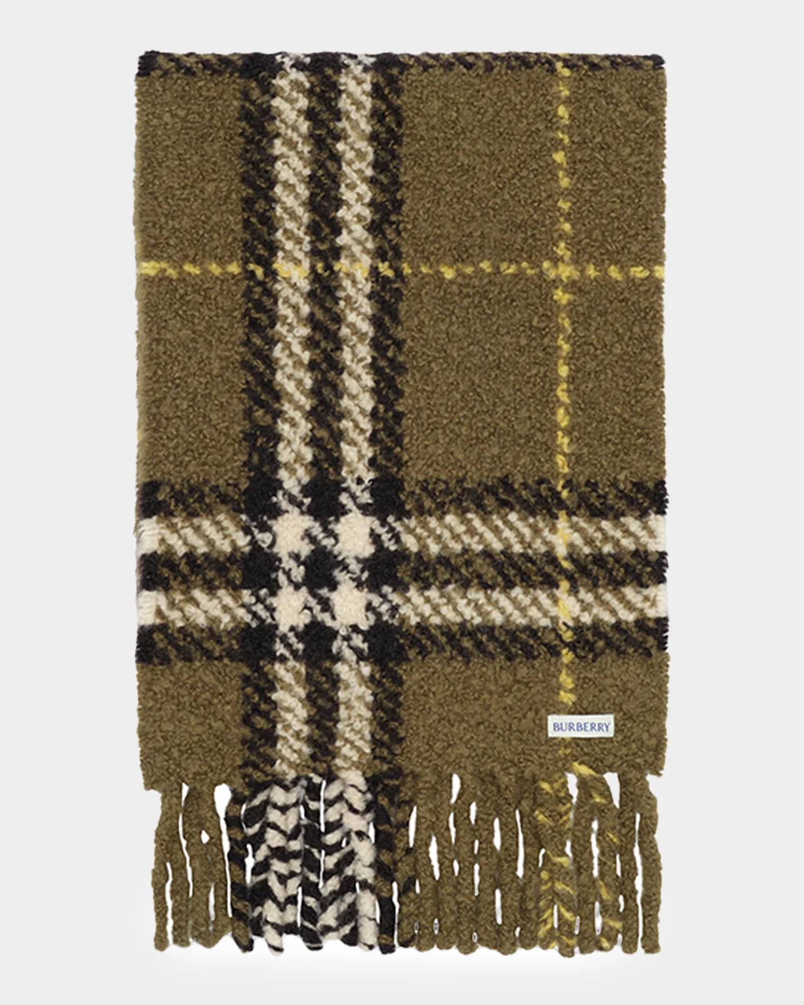 Burberry Men's Check Alpaca Wool-Blend Boucle Scarf | Neiman Marcus