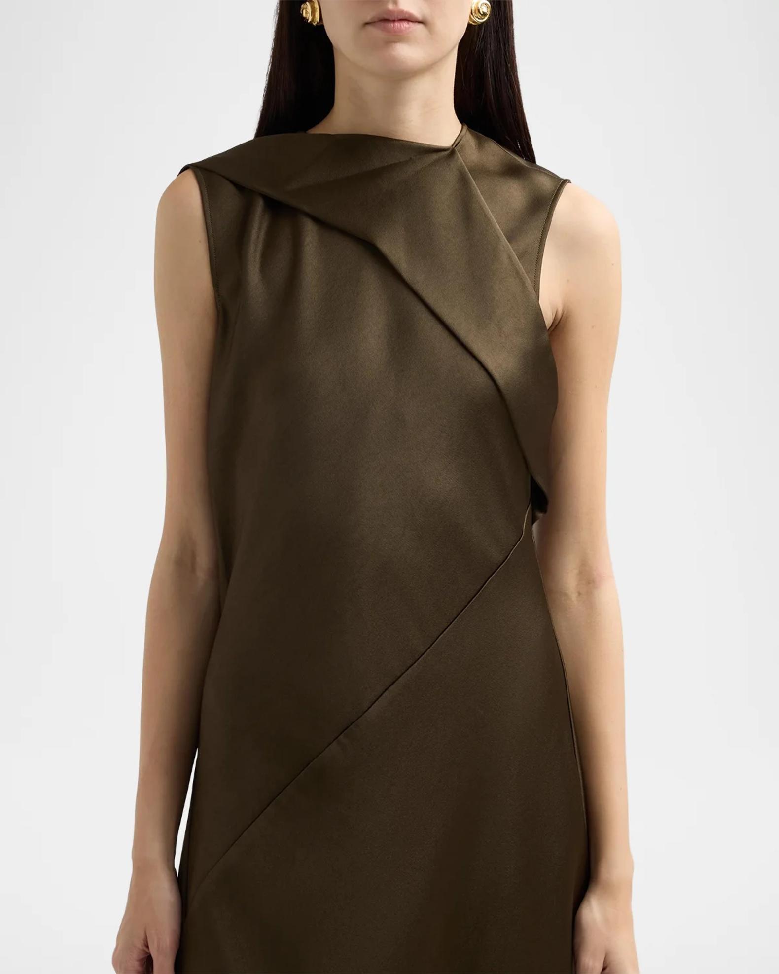 Vince Draped Scarf Tie Sleeveless Midi Dress | Neiman Marcus
