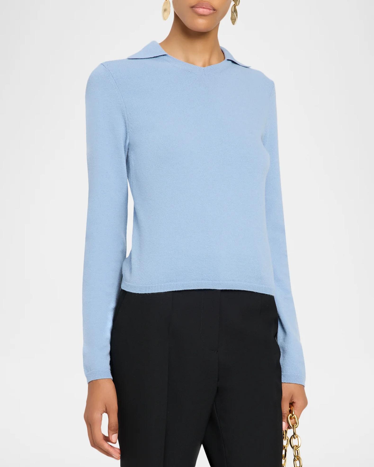 Vince Rib-Knit Merino Wool-Cashmere Blend Polo Sweater | Neiman Marcus
