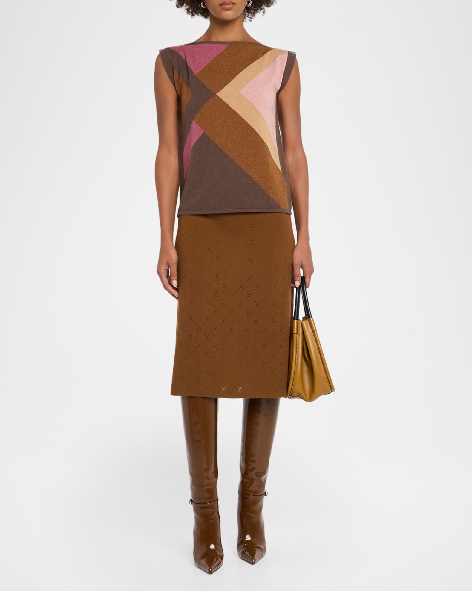 TSE Cashmere Diamond Pointelle Knit Midi Skirt | Neiman Marcus