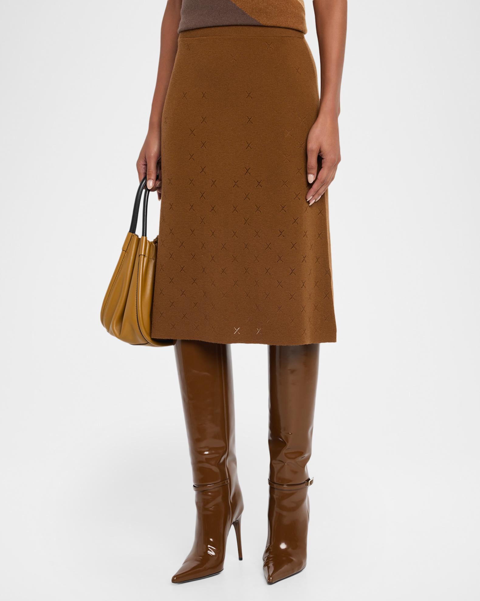 TSE Cashmere Diamond Pointelle Knit Midi Skirt | Neiman Marcus