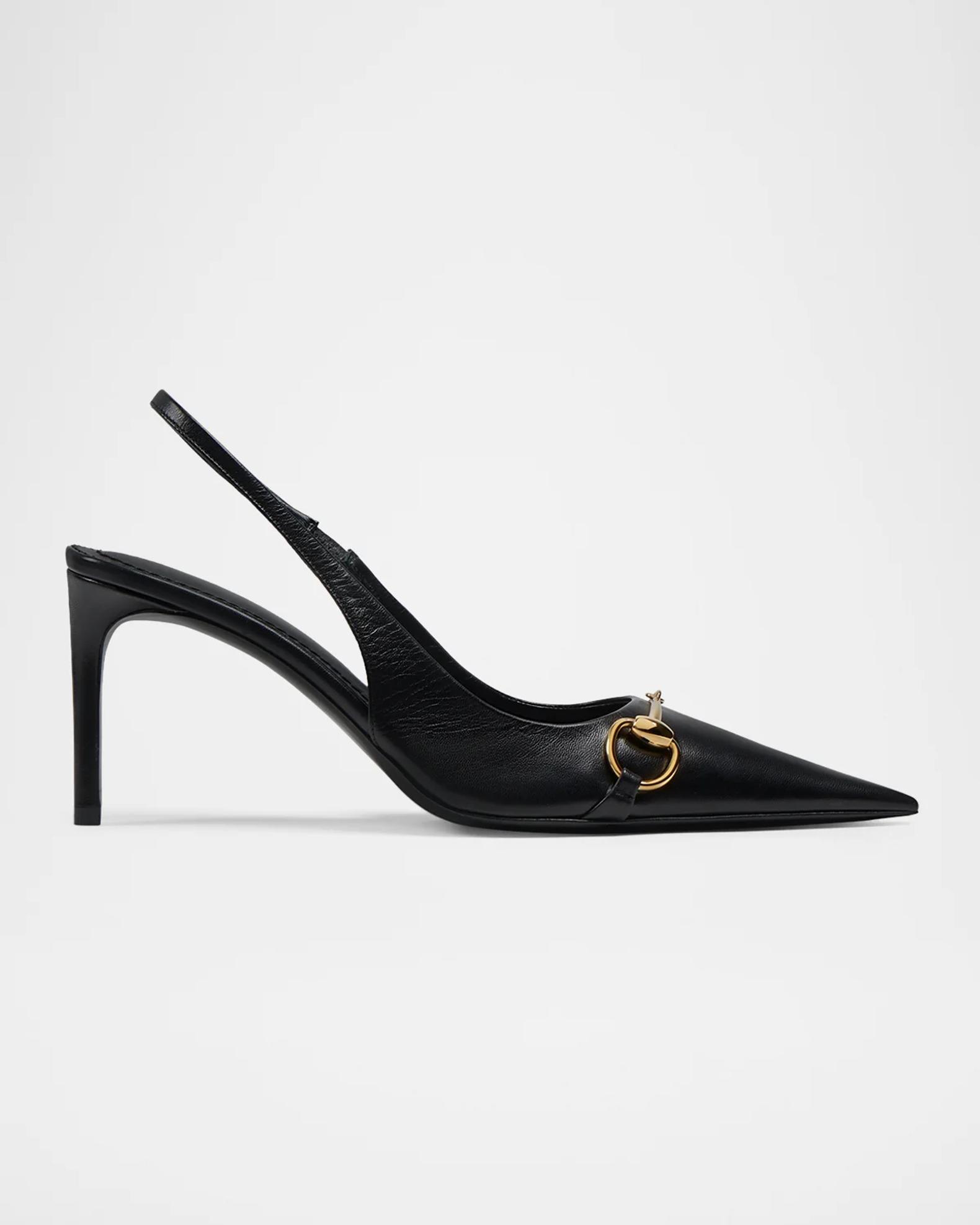 靴 GUCCI pointed toe strap heels Gucci Primavera Donna 80MM Leather Slingback Pumps | Neiman Marcus