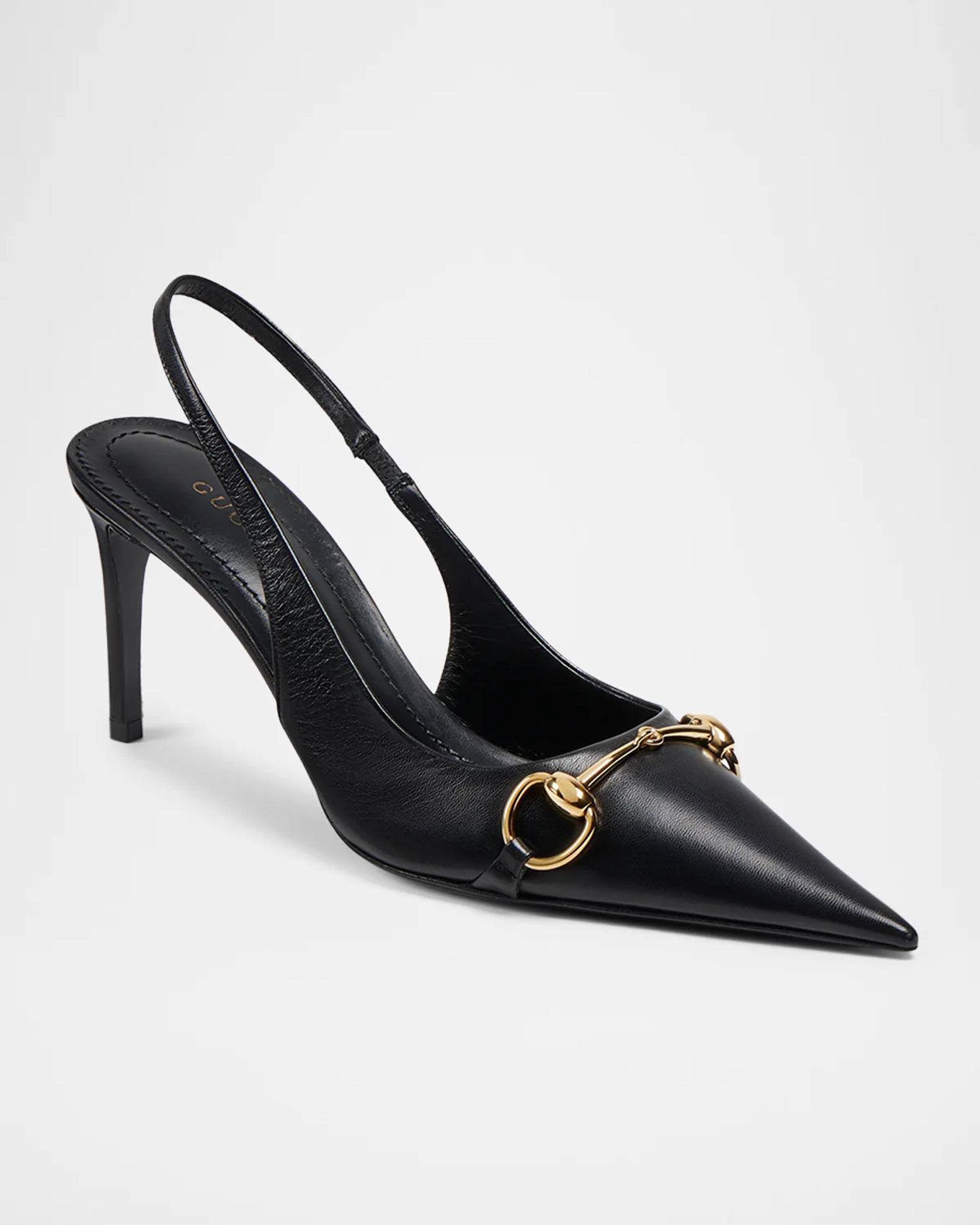 Gucci Primavera Donna 80MM Leather Slingback Pumps | Neiman Marcus
