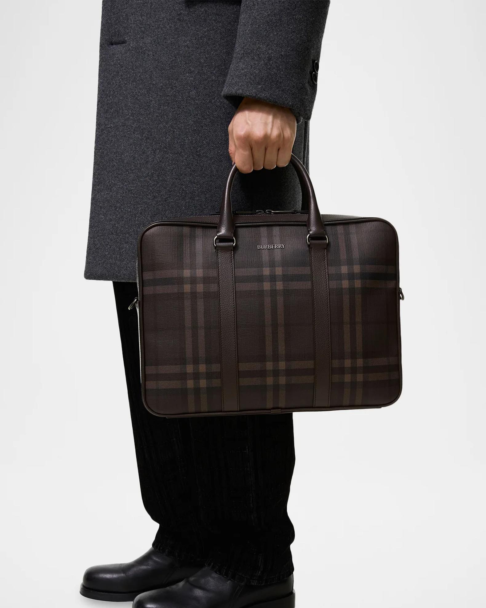 Burberry Men's City Check Briefcase | Neiman Marcus