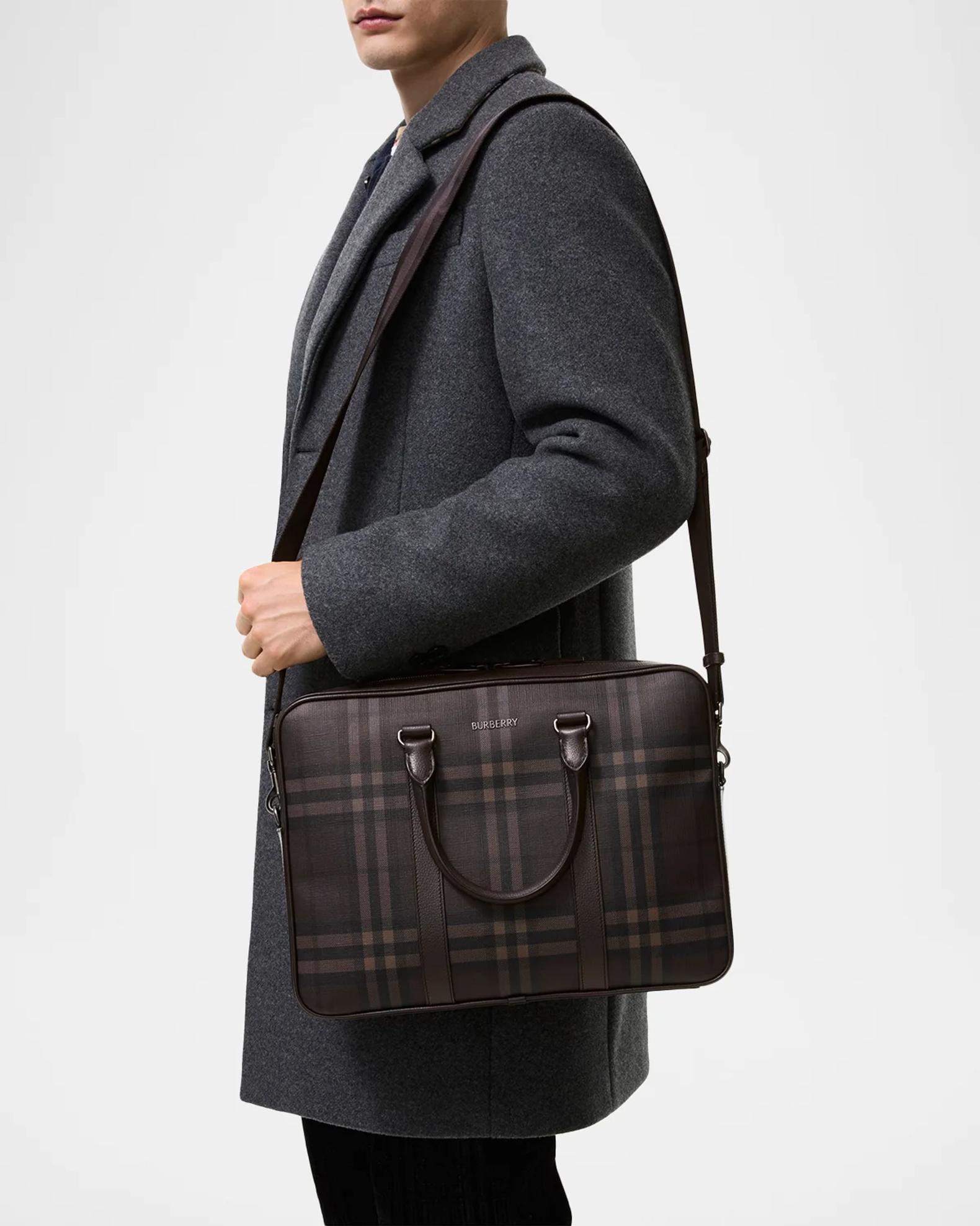 Burberry Men's City Check Briefcase | Neiman Marcus
