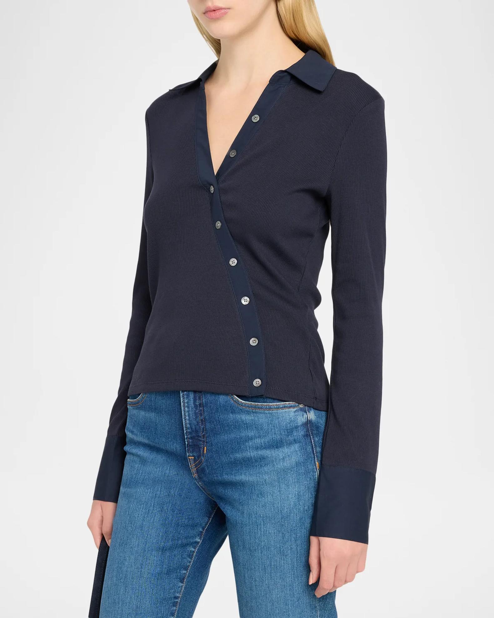 Veronica Beard Brenner Asymmetric Button-Front Top | Neiman Marcus