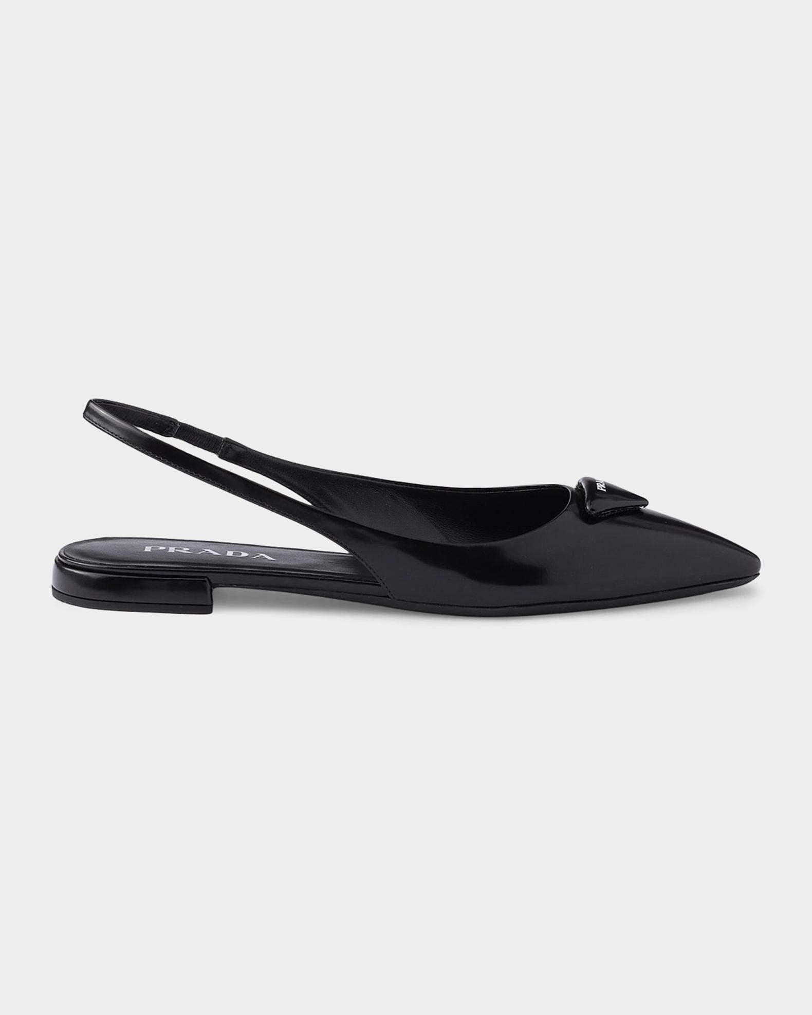 Prada Brushed Leather Slingback Ballerina Flats | Neiman Marcus