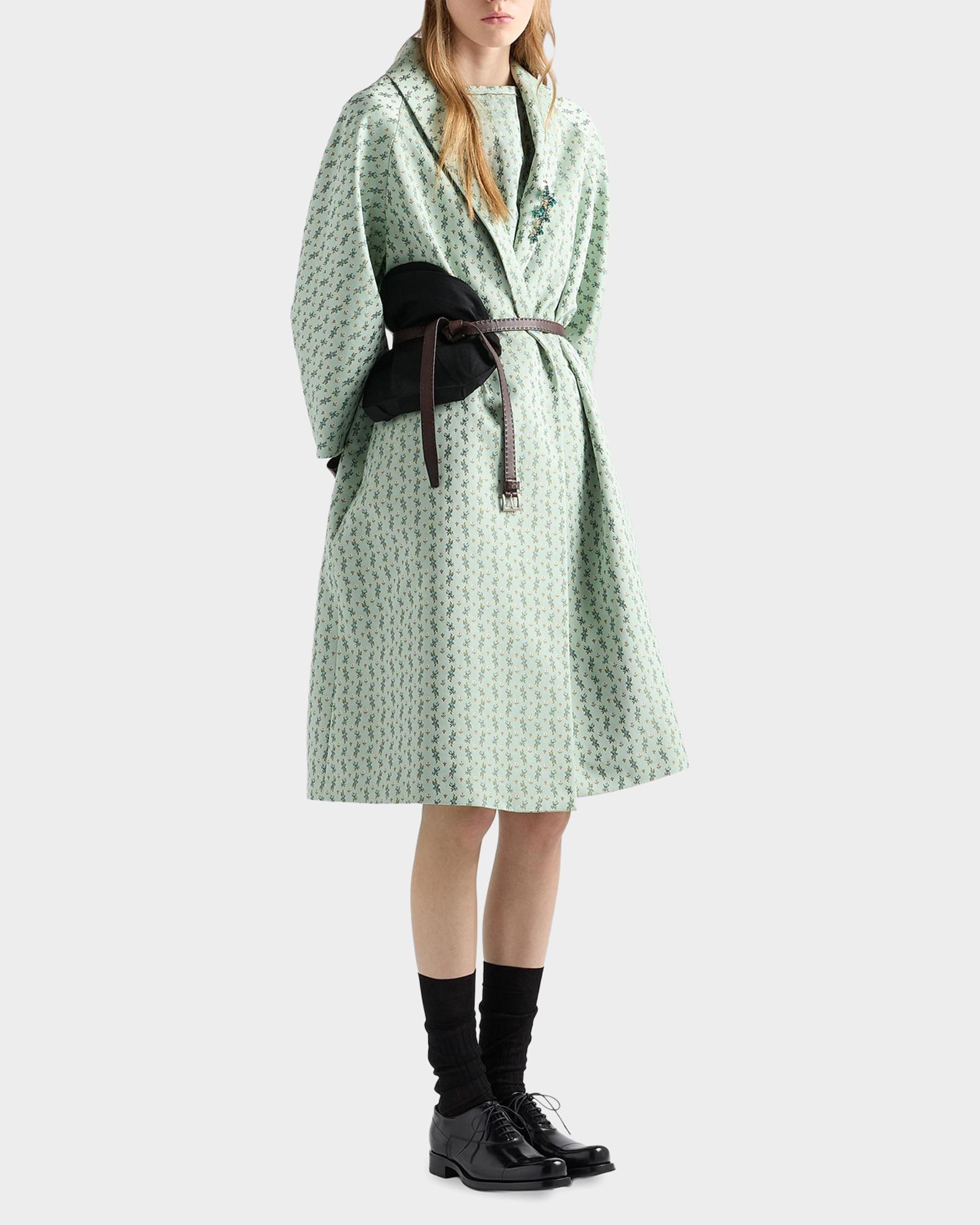 Prada Belted Floral Duchess Midi Dress