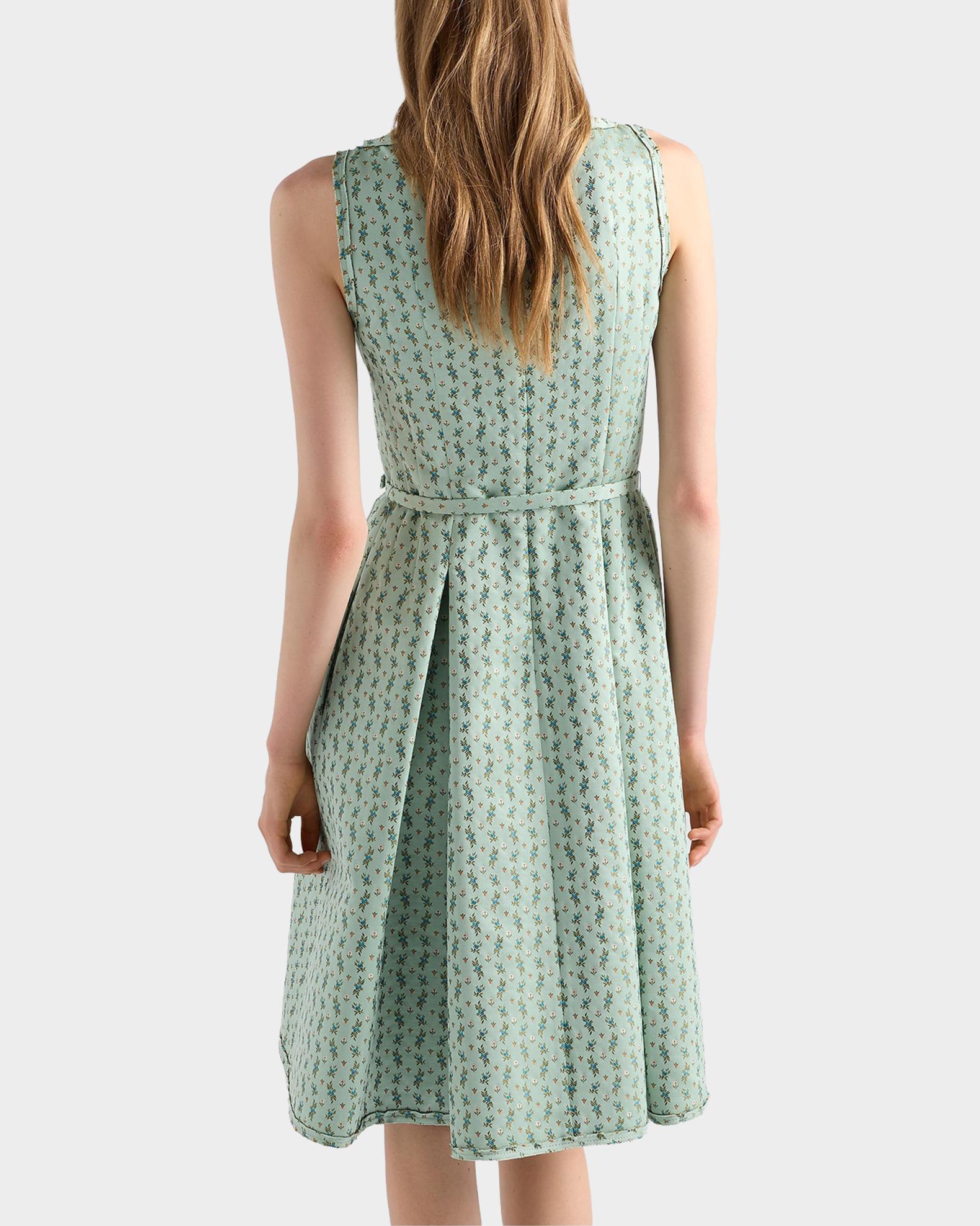 prada dress green Floral Print Duchess Dress, Woman, Chlorophyll Green, Size 40 OCT22_FLASH