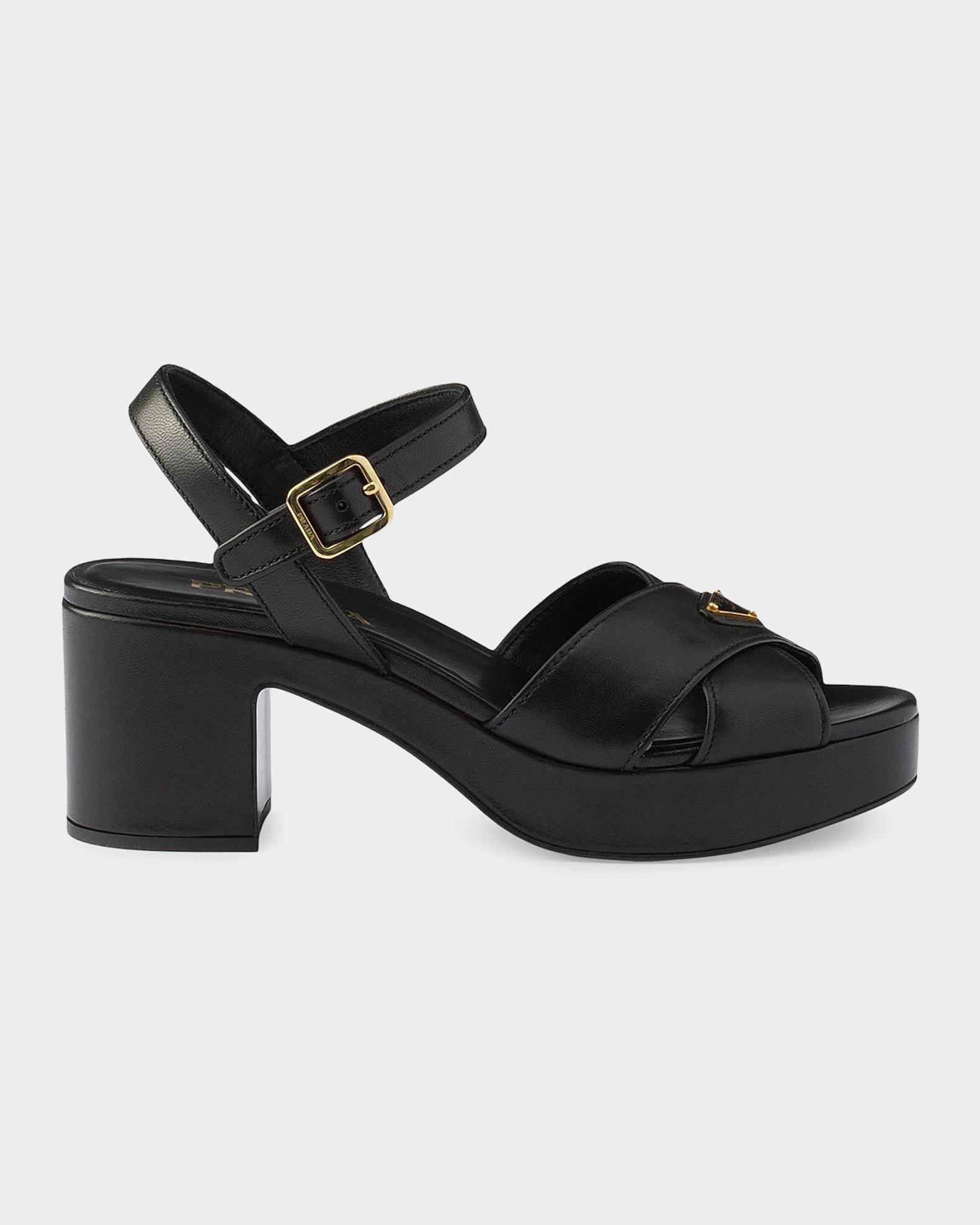Prada 黒 ヒール5cm Prada Nappa Leather 65MM Platform Sandals | Neiman Marcus