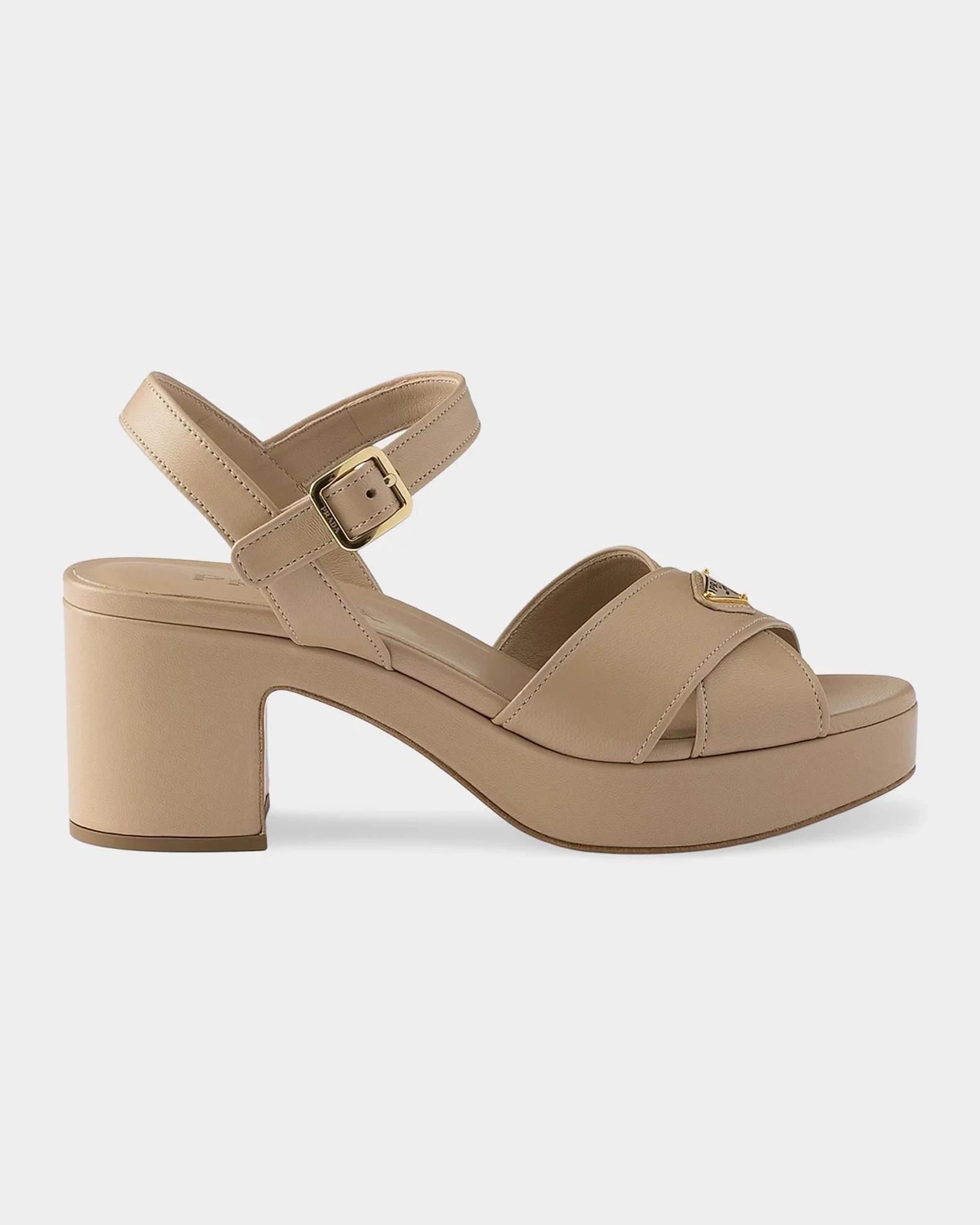 Prada Nappa Leather 65MM Platform Sandals | Neiman Marcus