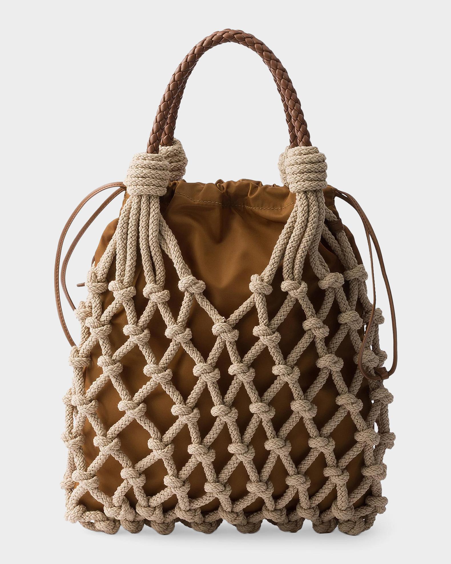 Prada Noue Medium Cotton Macrame Bucket Bag | Neiman Marcus