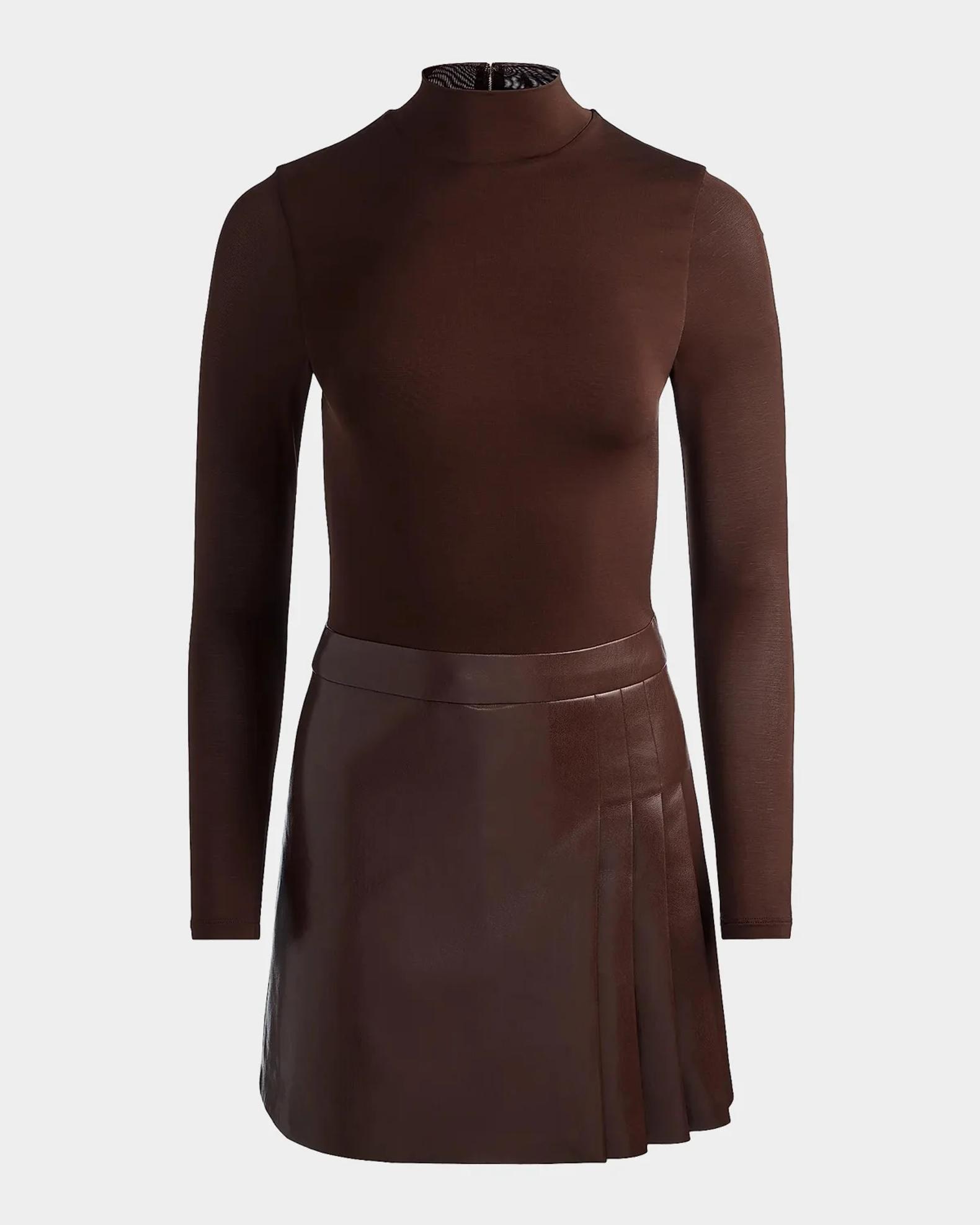 ALICE + OLIVIA Chara Mixed-Media Pleated-Skirt Mini Dress | Neiman