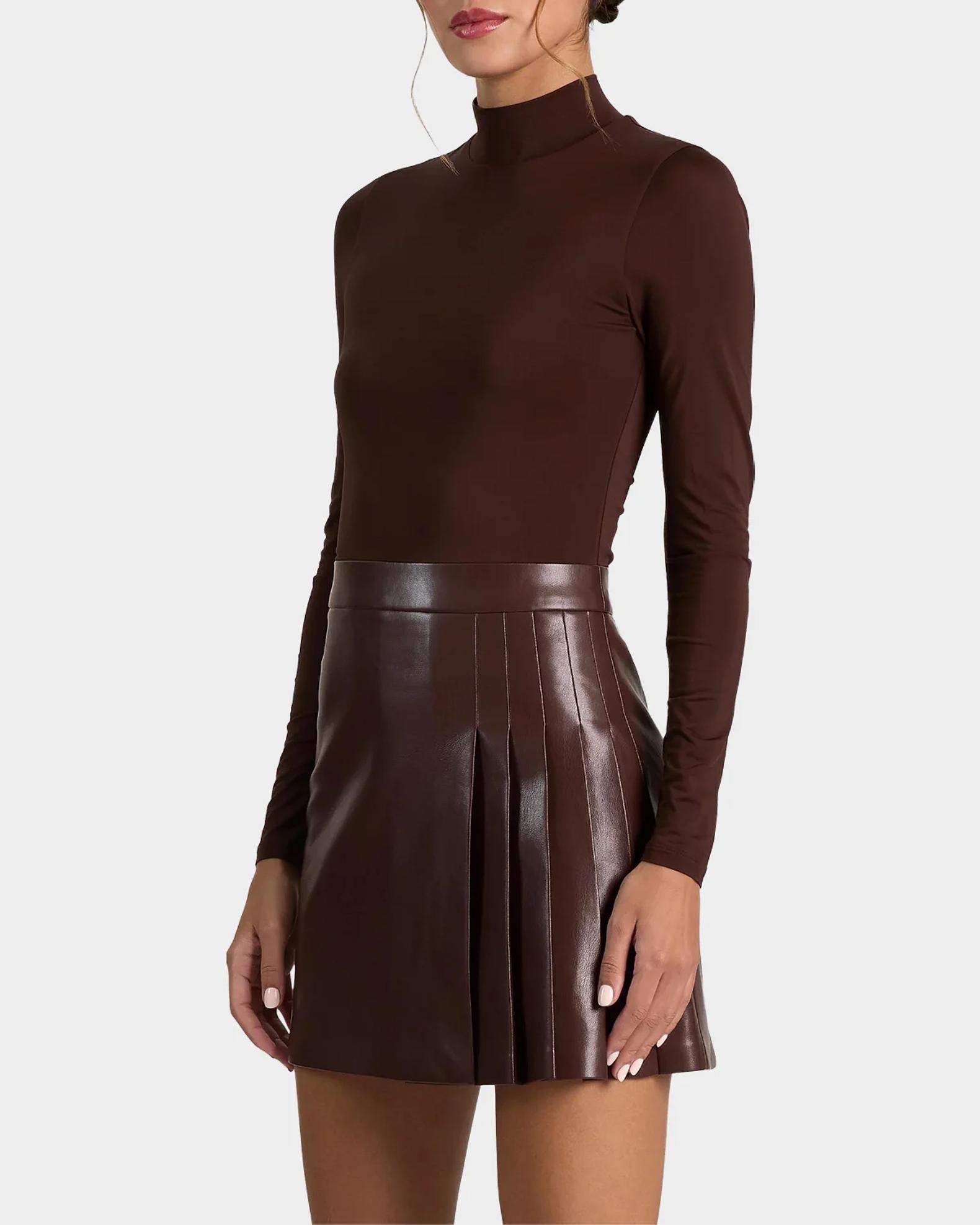 ALICE + OLIVIA Chara Mixed-Media Pleated-Skirt Mini Dress | Neiman