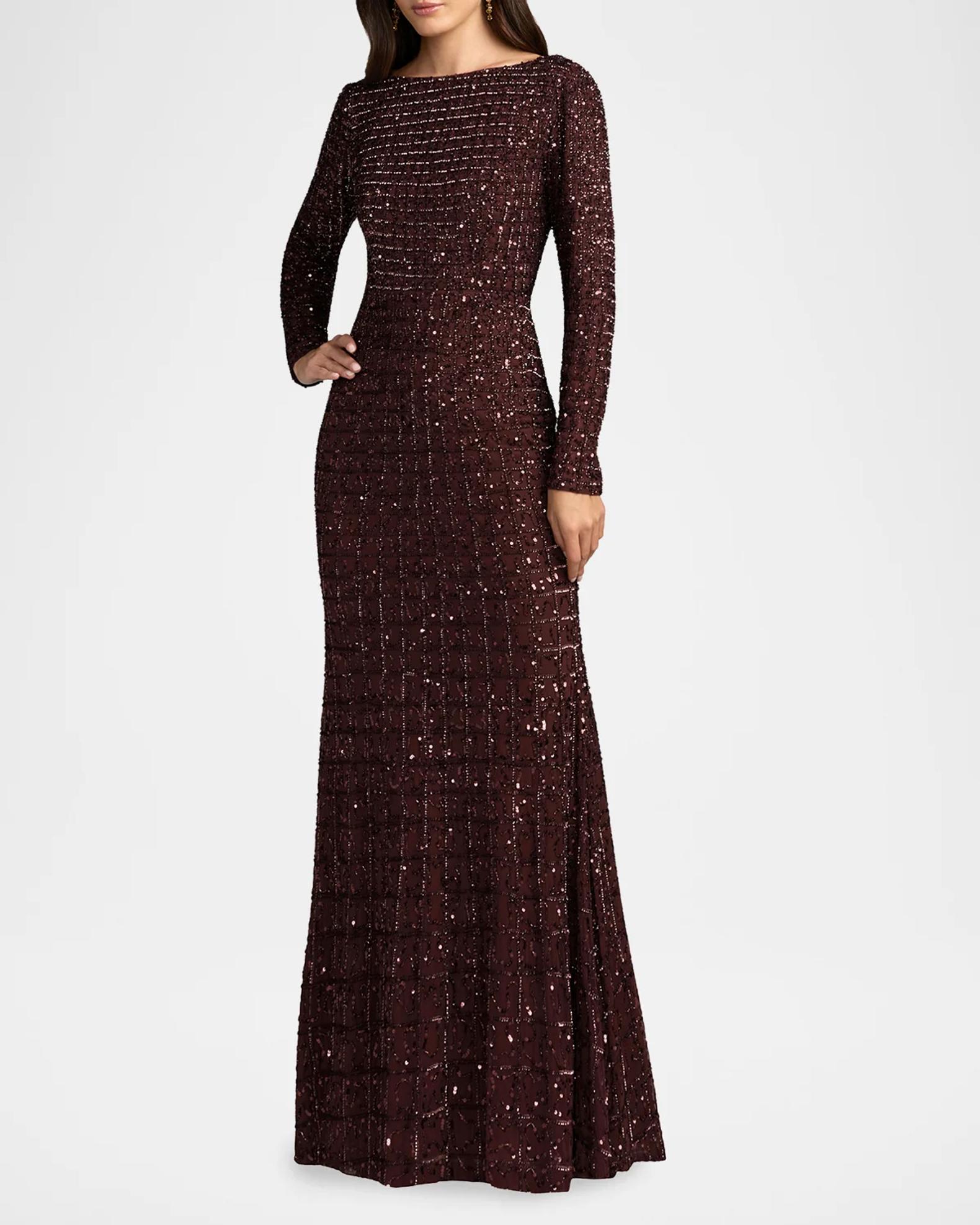 Mac Duggal Grid Embellished A-Line Gown | Neiman Marcus