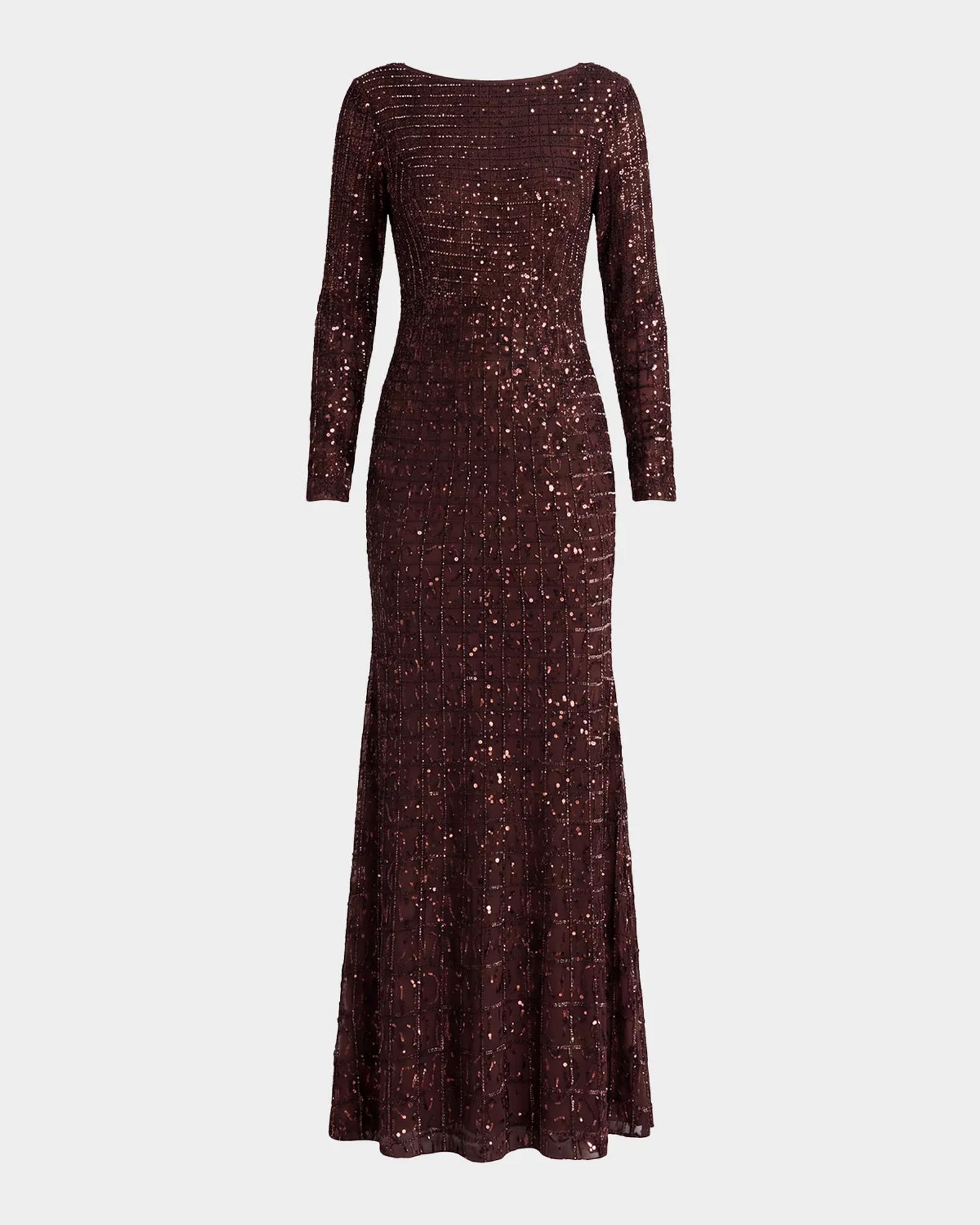 Mac Duggal Grid Embellished A-Line Gown | Neiman Marcus