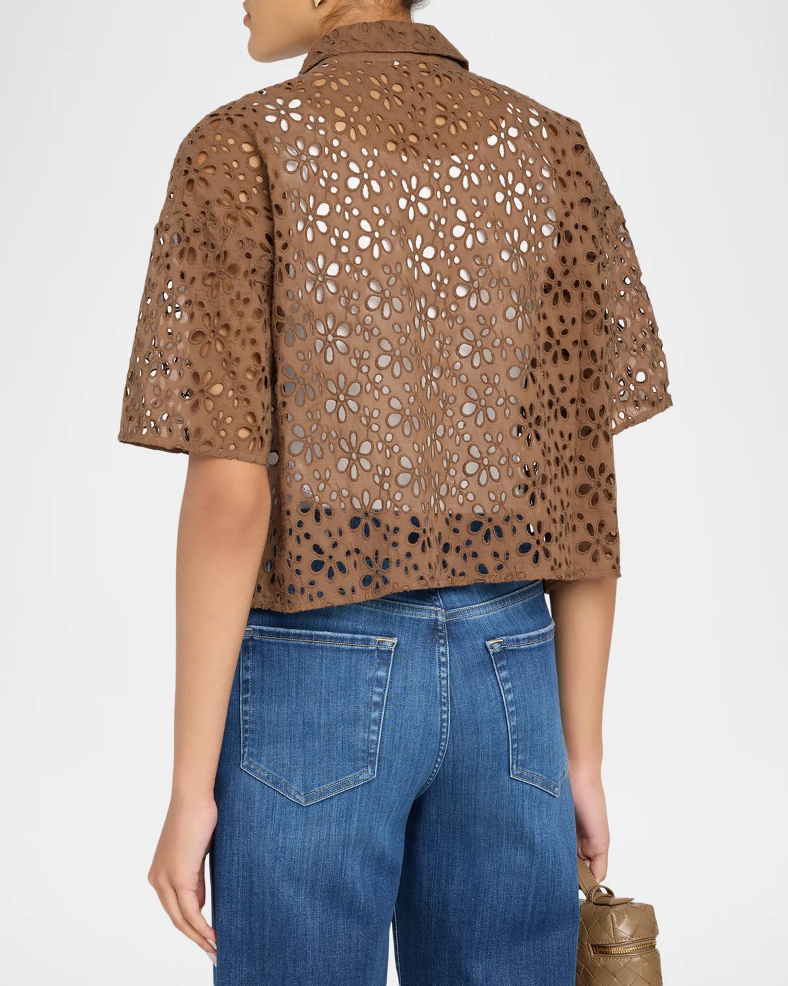 FRAME The Downing Eyelet Button-Front Shirt | Neiman Marcus