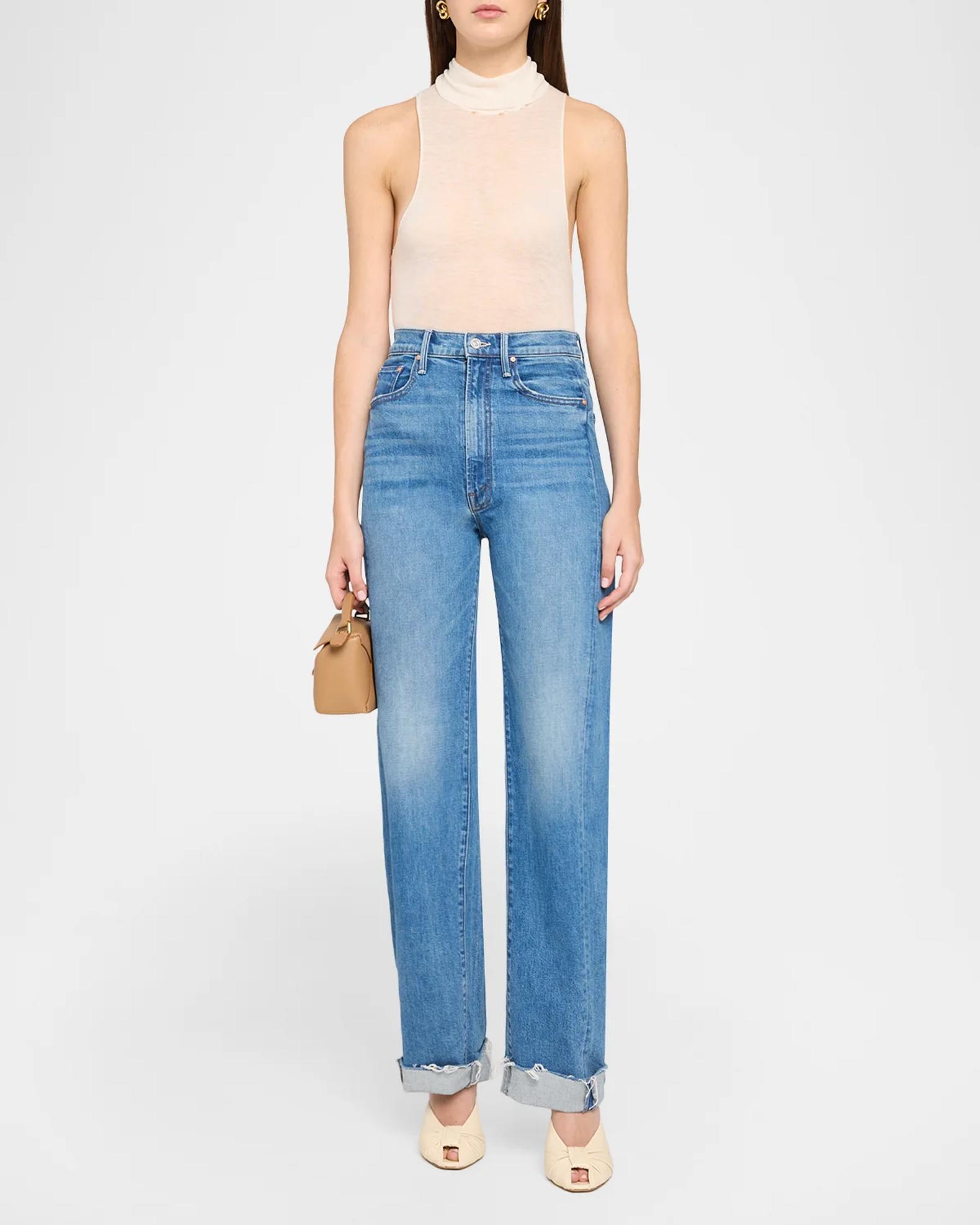 MOTHER The Half-Pipe Flood Cuff High-Rise Jeans | Neiman Marcus