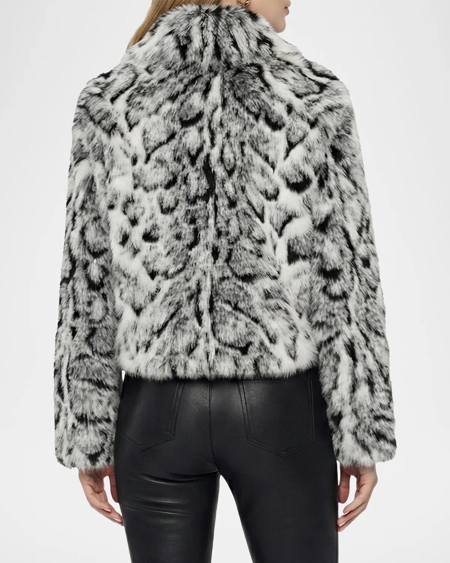 Lyla Grant Faux-Fur Fox Snow Leopard-Print Zip Jacket | Neiman Marcus