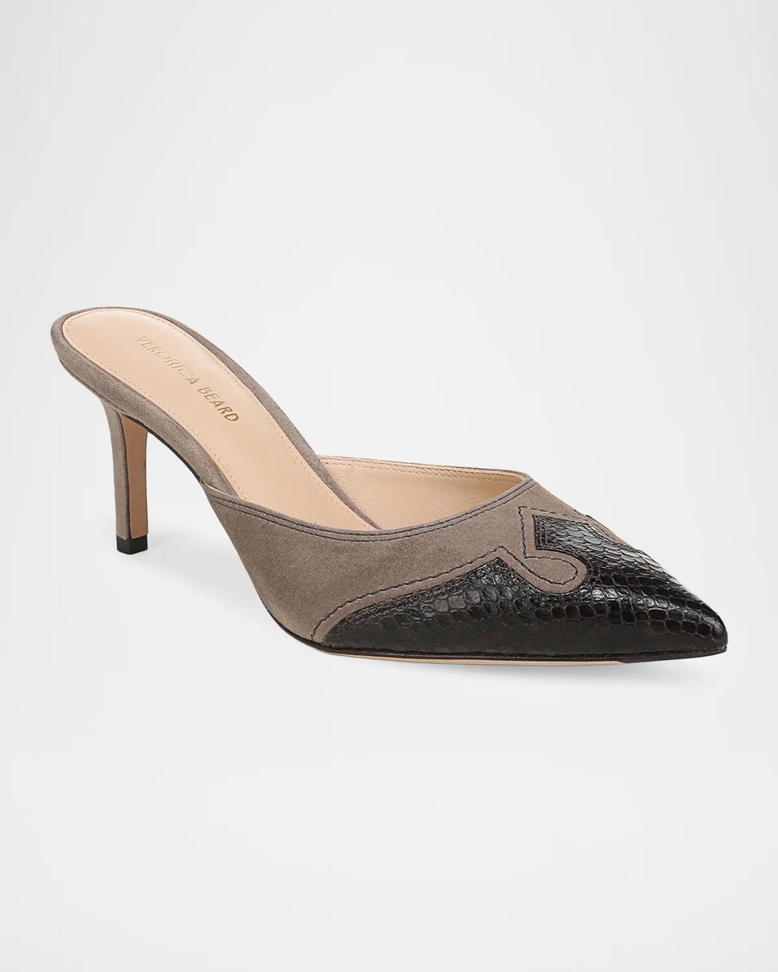Veronica Beard 95mm Lisa Mixed Leather Western Mules | Neiman Marcus