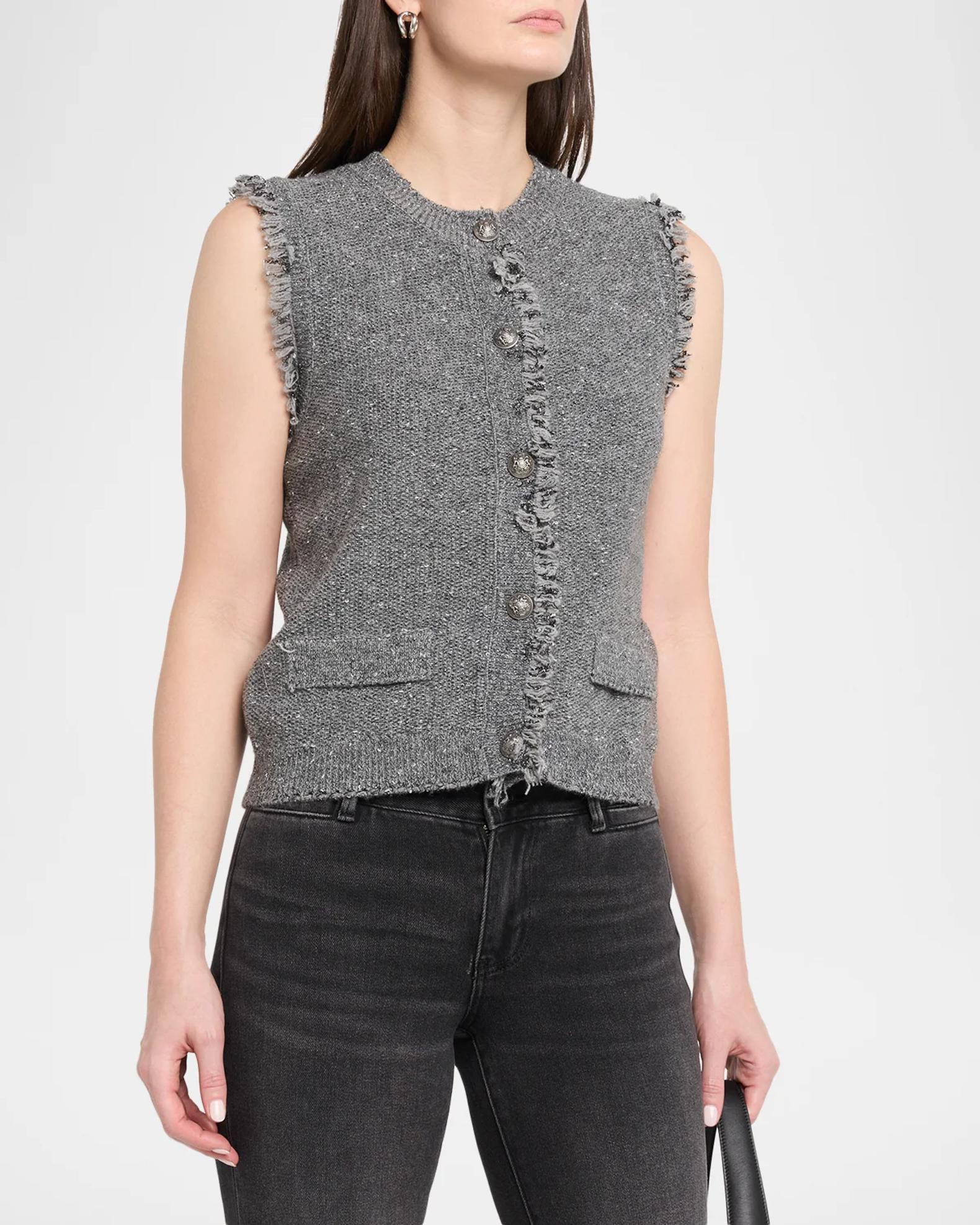 Kobi Halperin Fringed Tweed Sweater Vest | Neiman Marcus