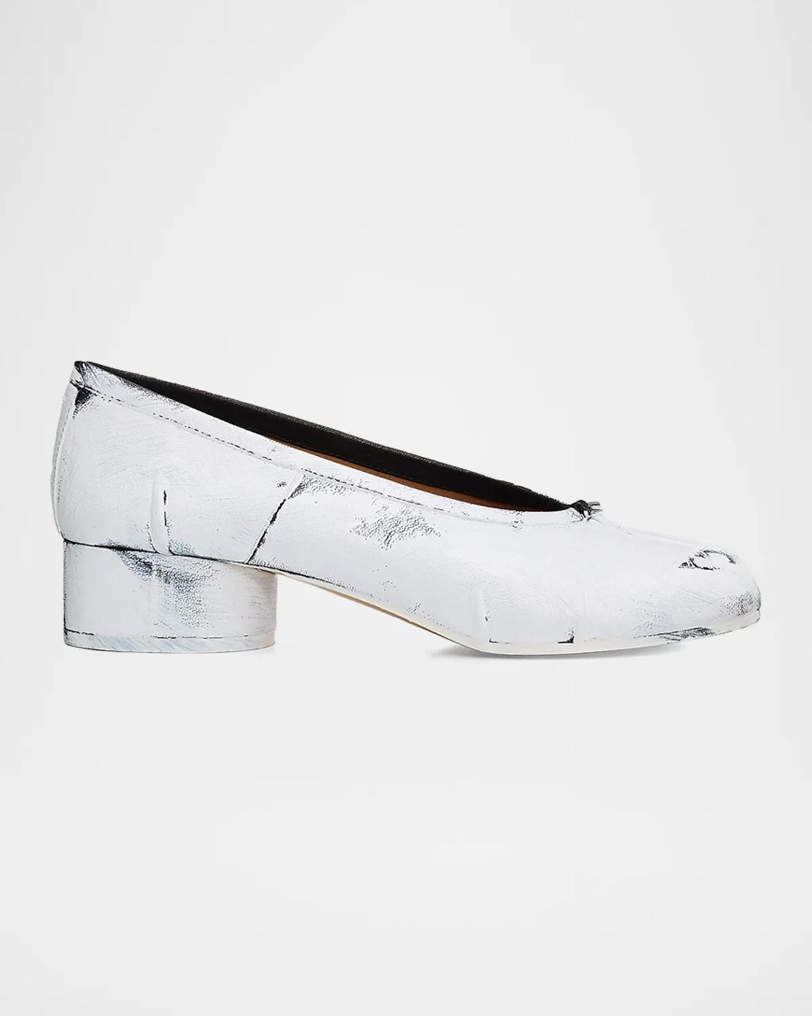 Maison Margiela 35mm Tabi Painted Leather Ballerina Pumps | Neiman