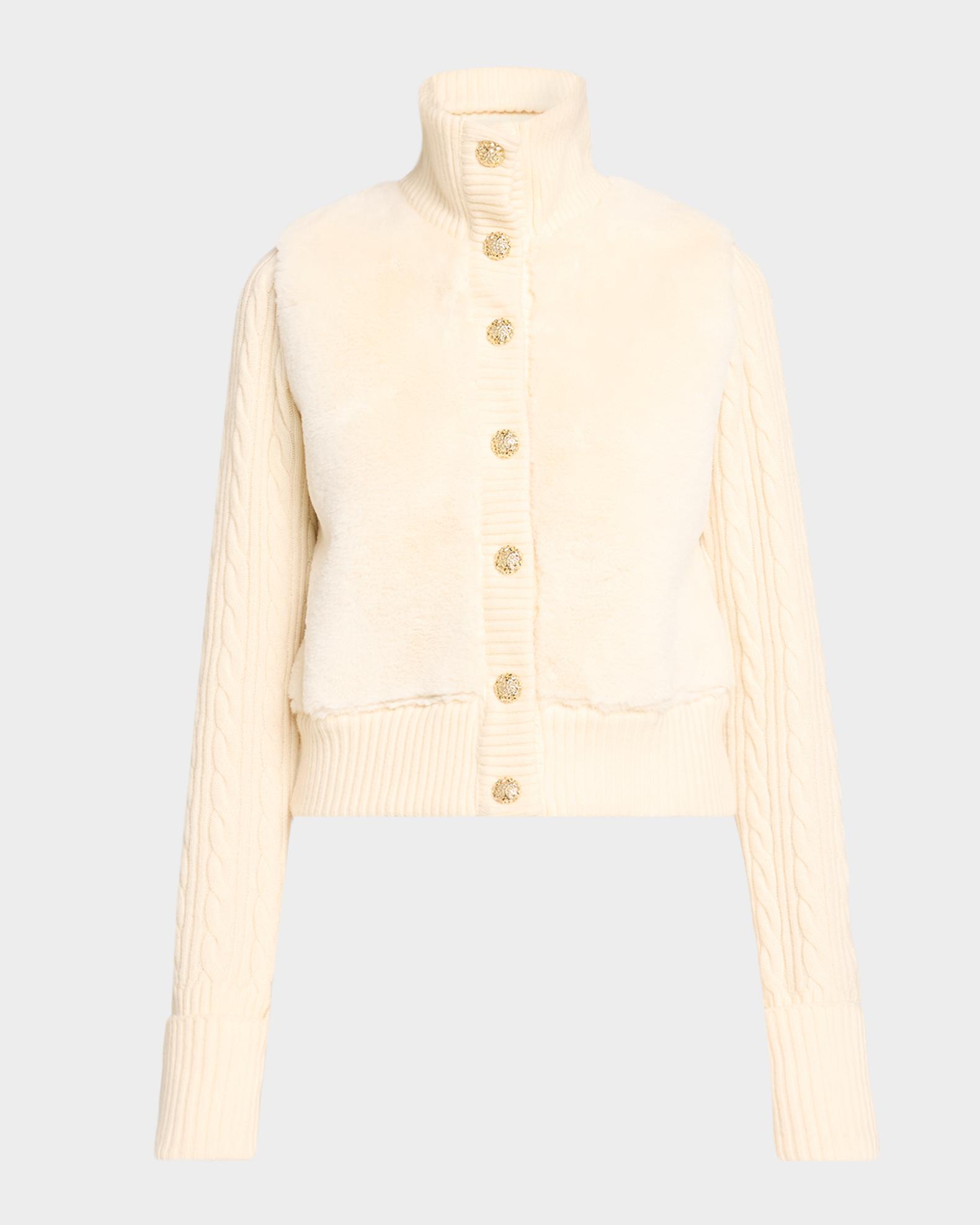 Cara Cara Logan Wool-Cashmere Faux-Fur Cardigan | Neiman Marcus