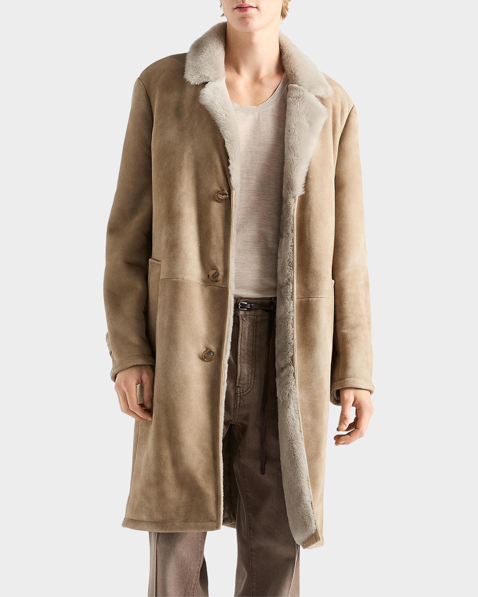 Prada Men's Shearling Long Coat | Neiman Marcus