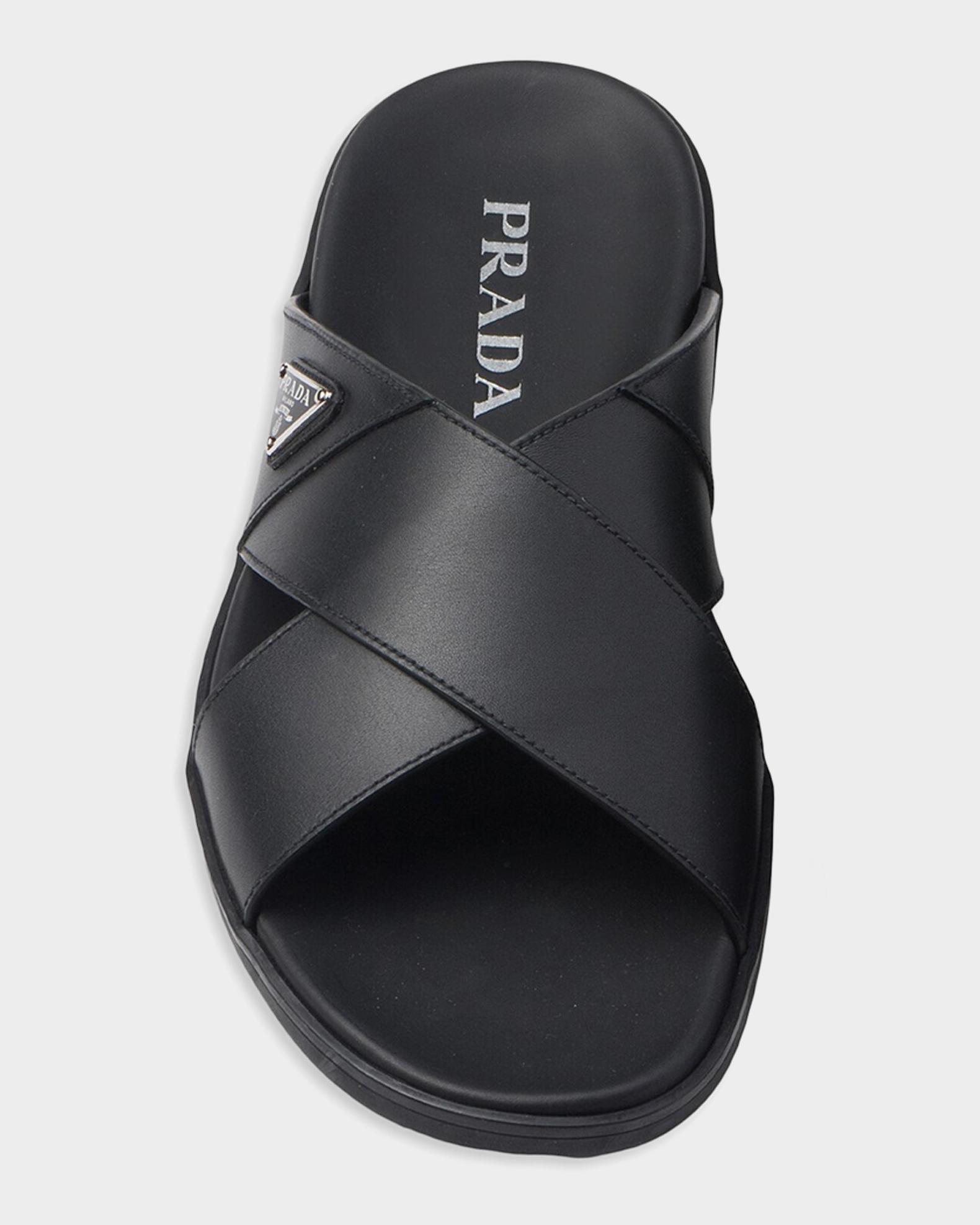 Prada Leather Crisscross Sandals | Neiman Marcus