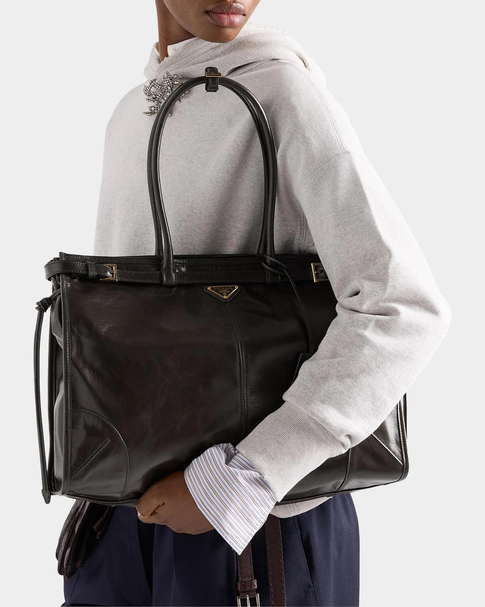 Prada Bonnie Extra-Large Leather Top Handle Bag | Neiman Marcus