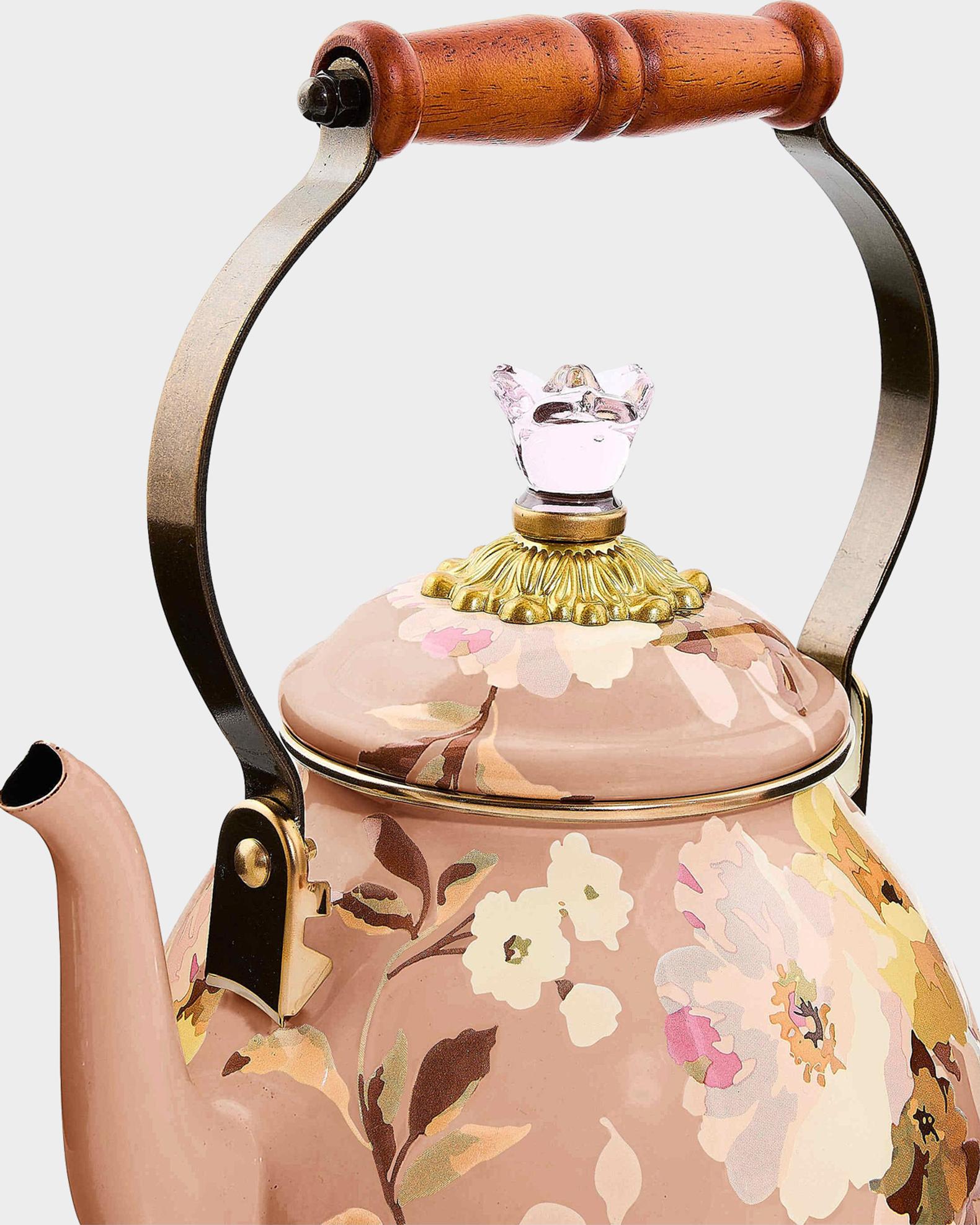 MacKenzie-Childs Wild Rose Mauve Small Tea Kettle | Neiman Marcus