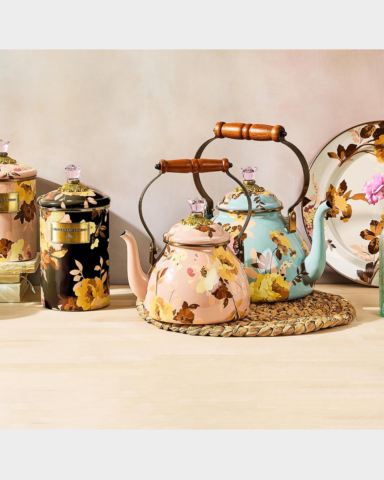 MacKenzie-Childs Wild Rose Mauve Small Tea Kettle | Neiman Marcus