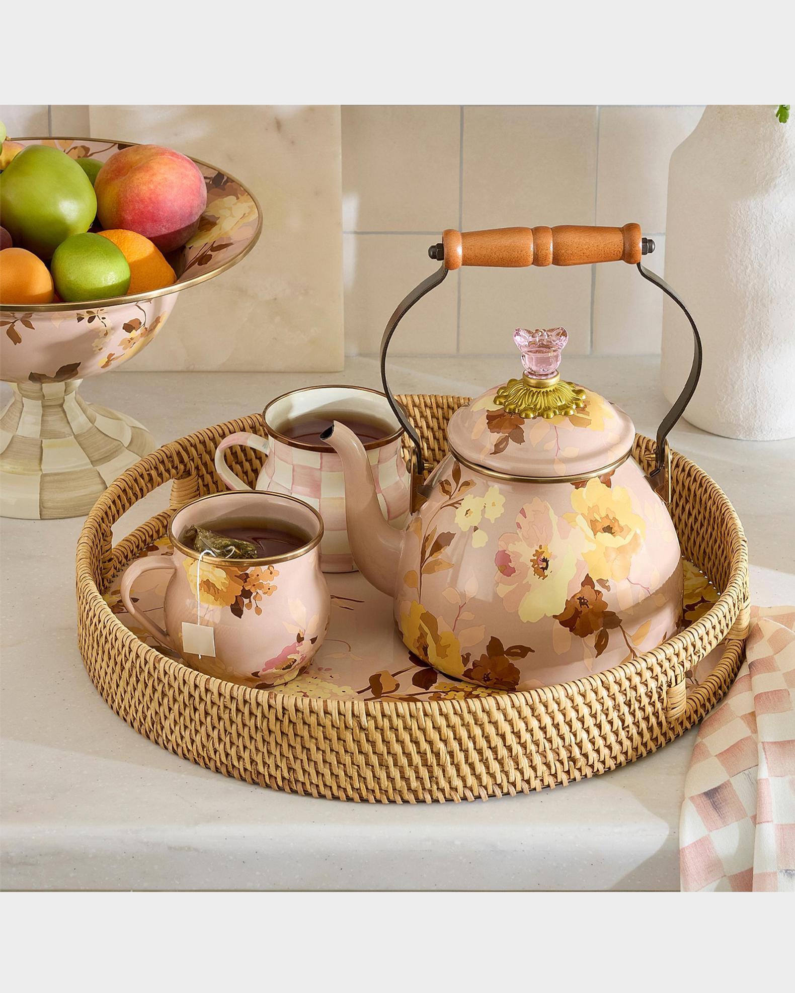 MacKenzie-Childs Wild Rose Mauve Small Tea Kettle | Neiman Marcus