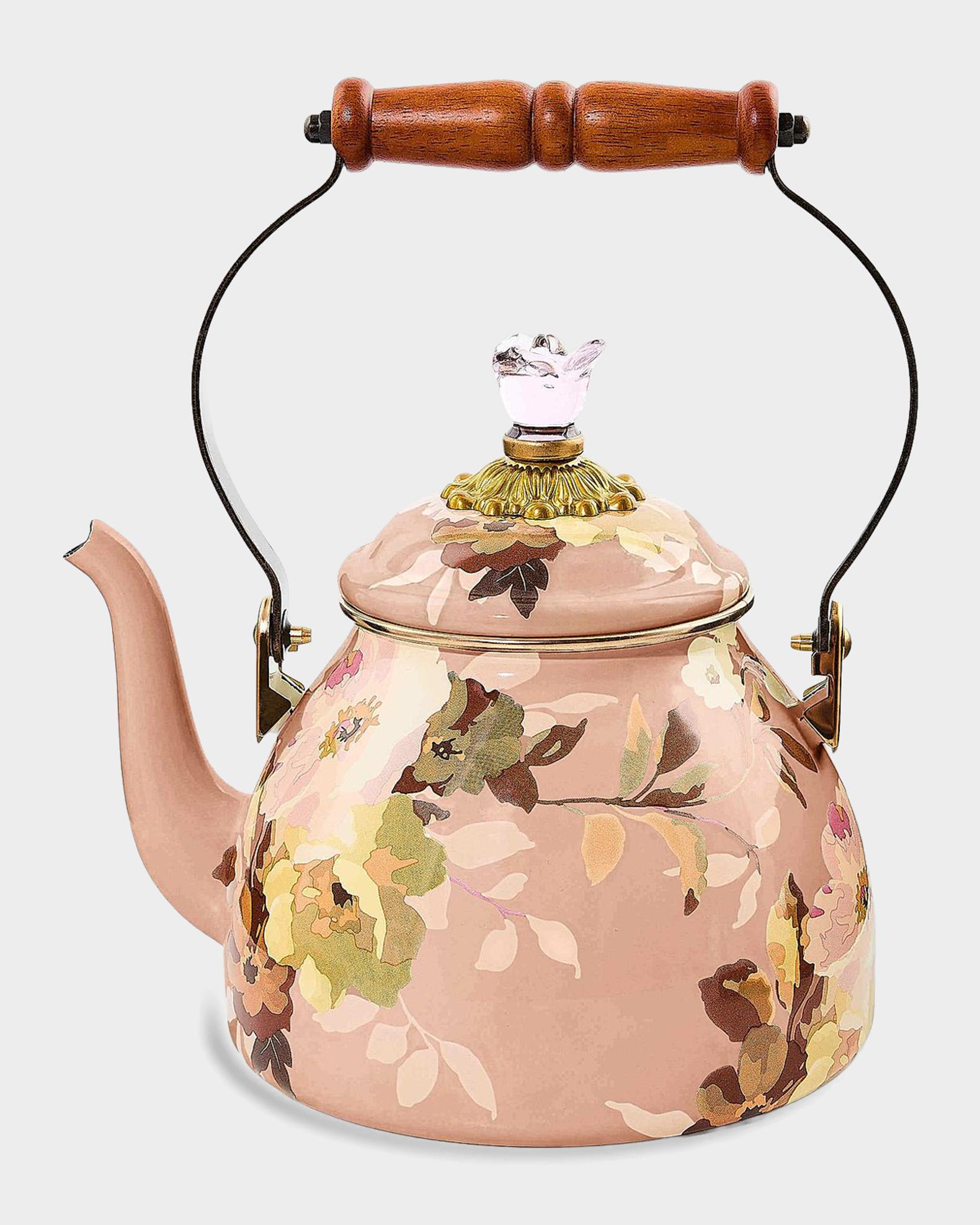 MacKenzie-Childs Wild Rose Mauve Small Tea Kettle | Neiman Marcus